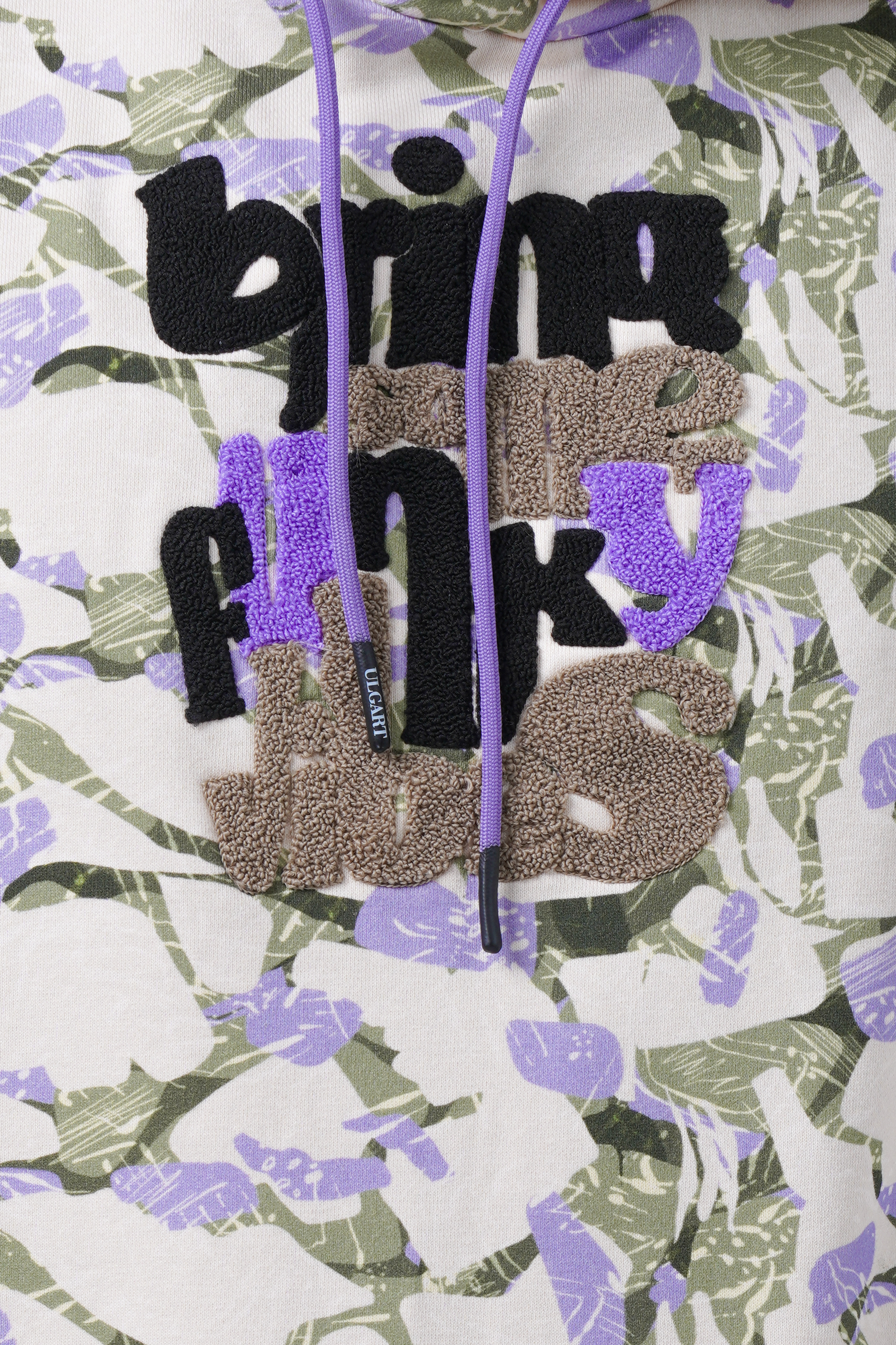 embroidery detailed aop hoodie
