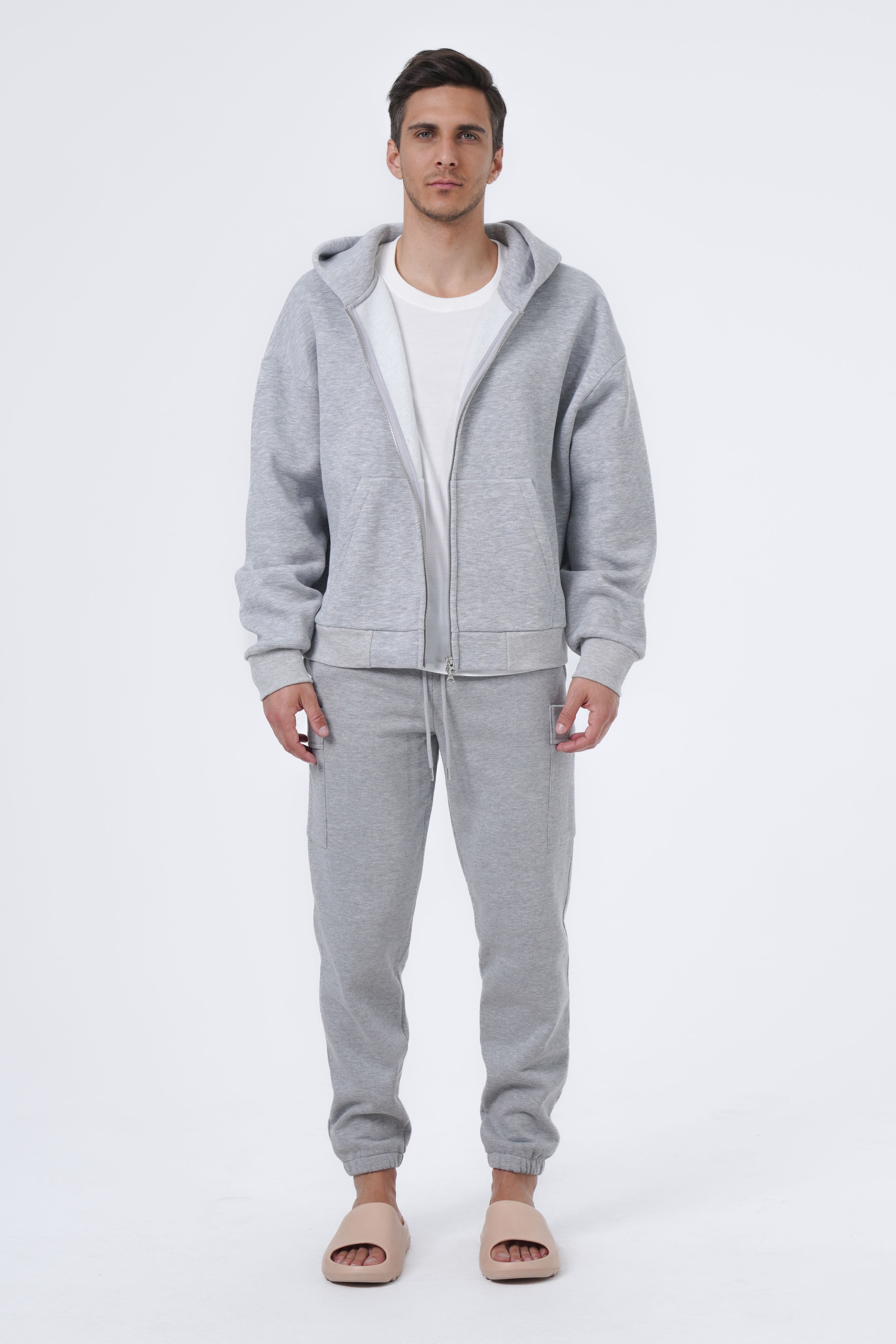 gray melange zip hoodie