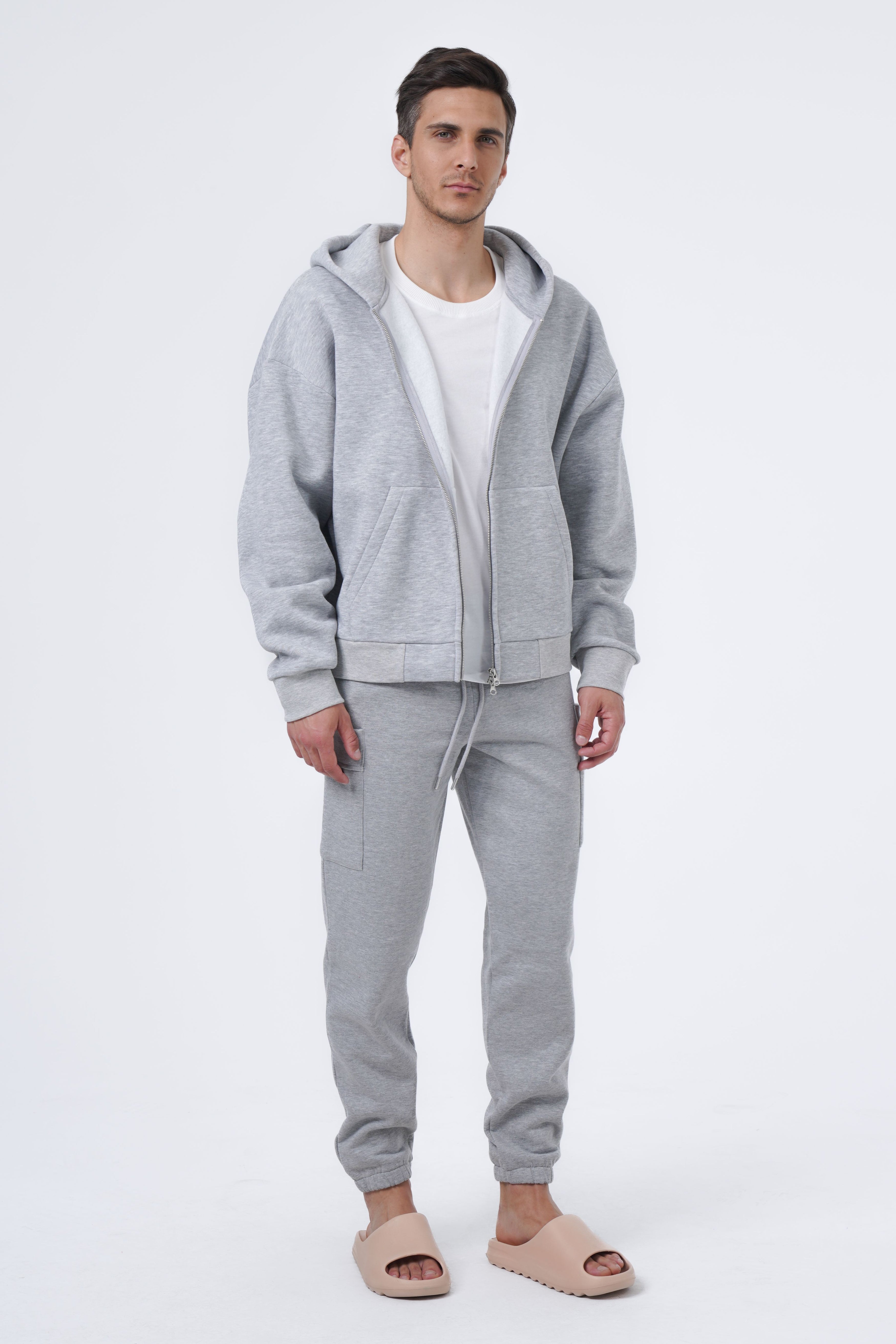 gray melange zip hoodie