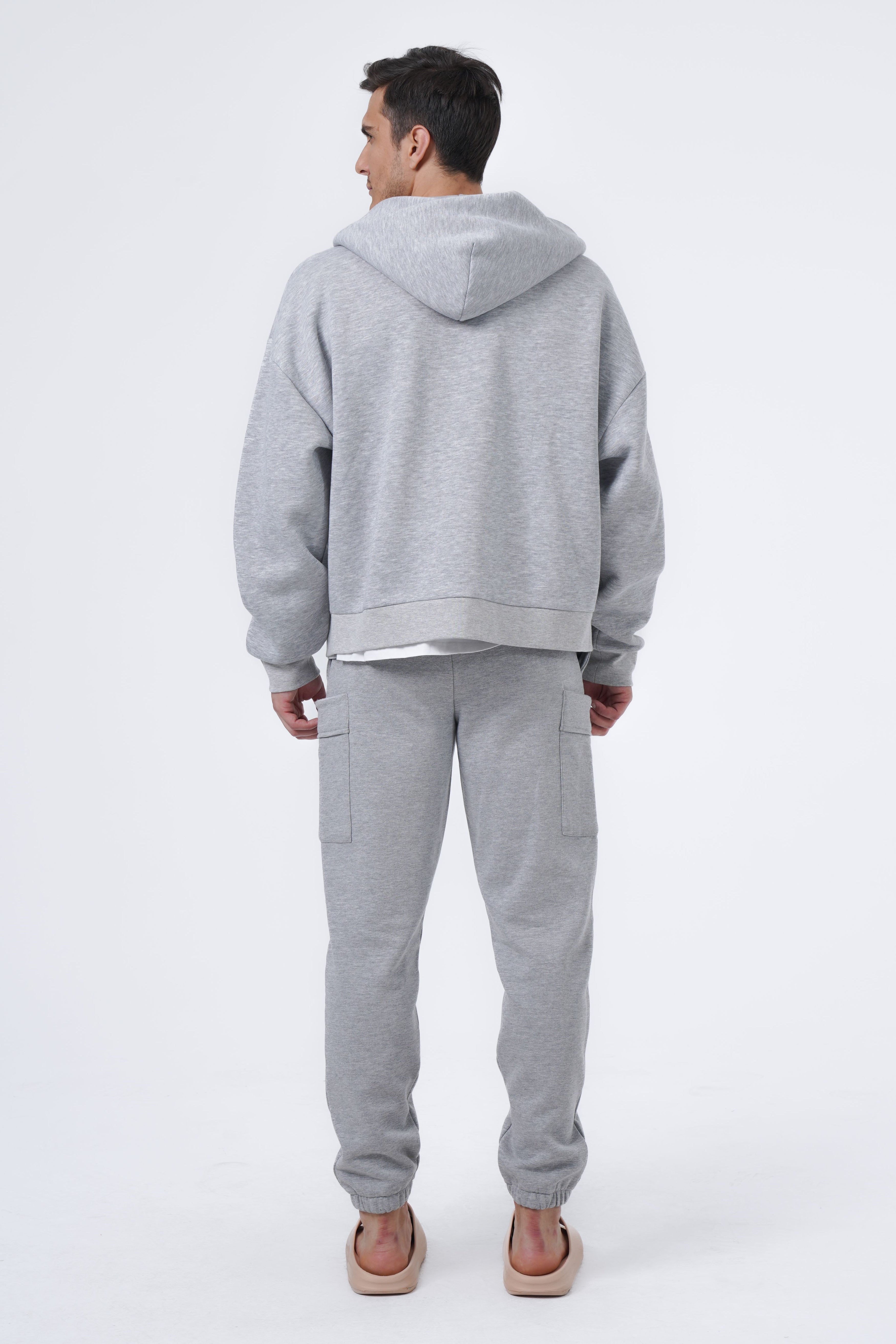 gray melange zip hoodie
