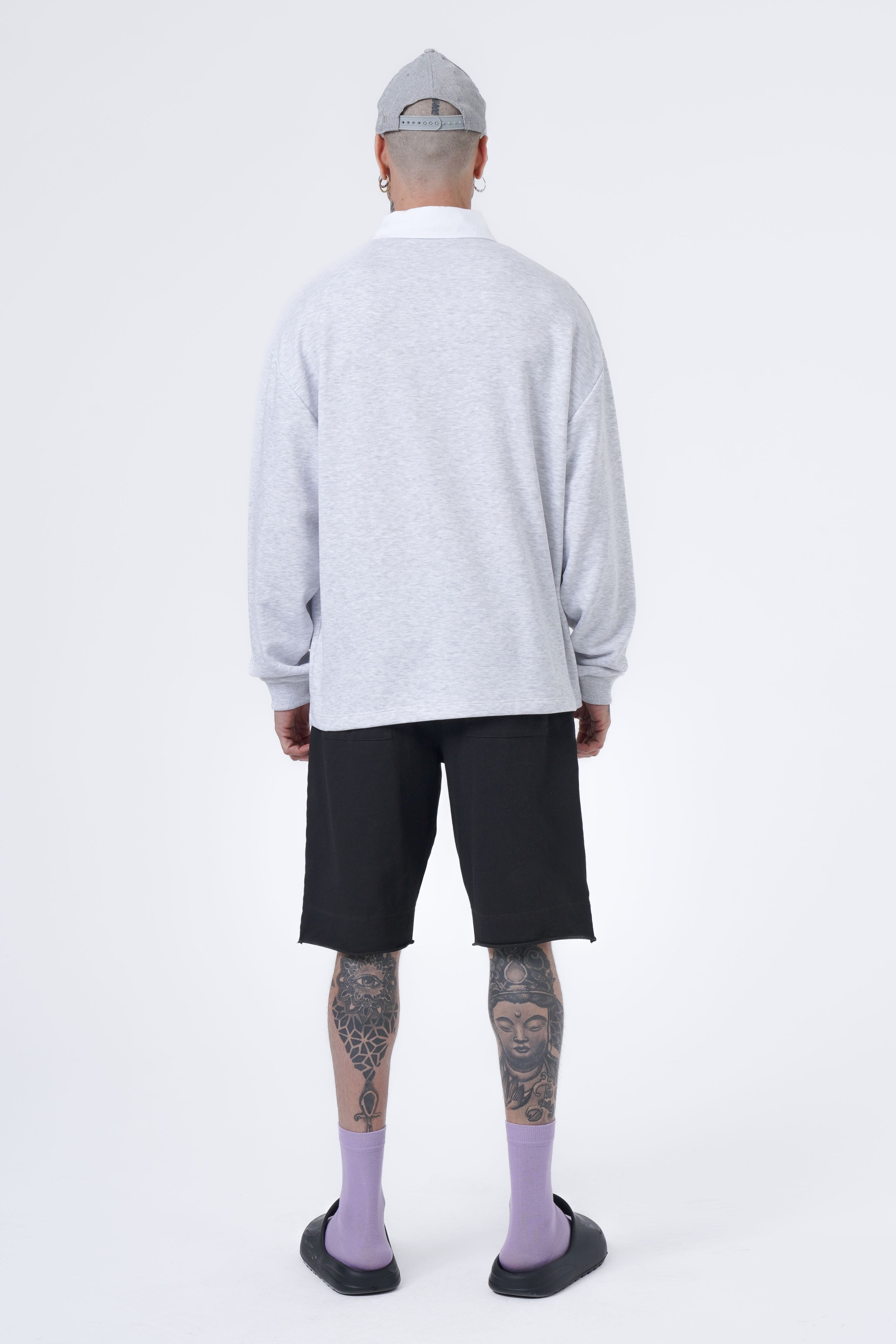 woven neck polo sweatshirt