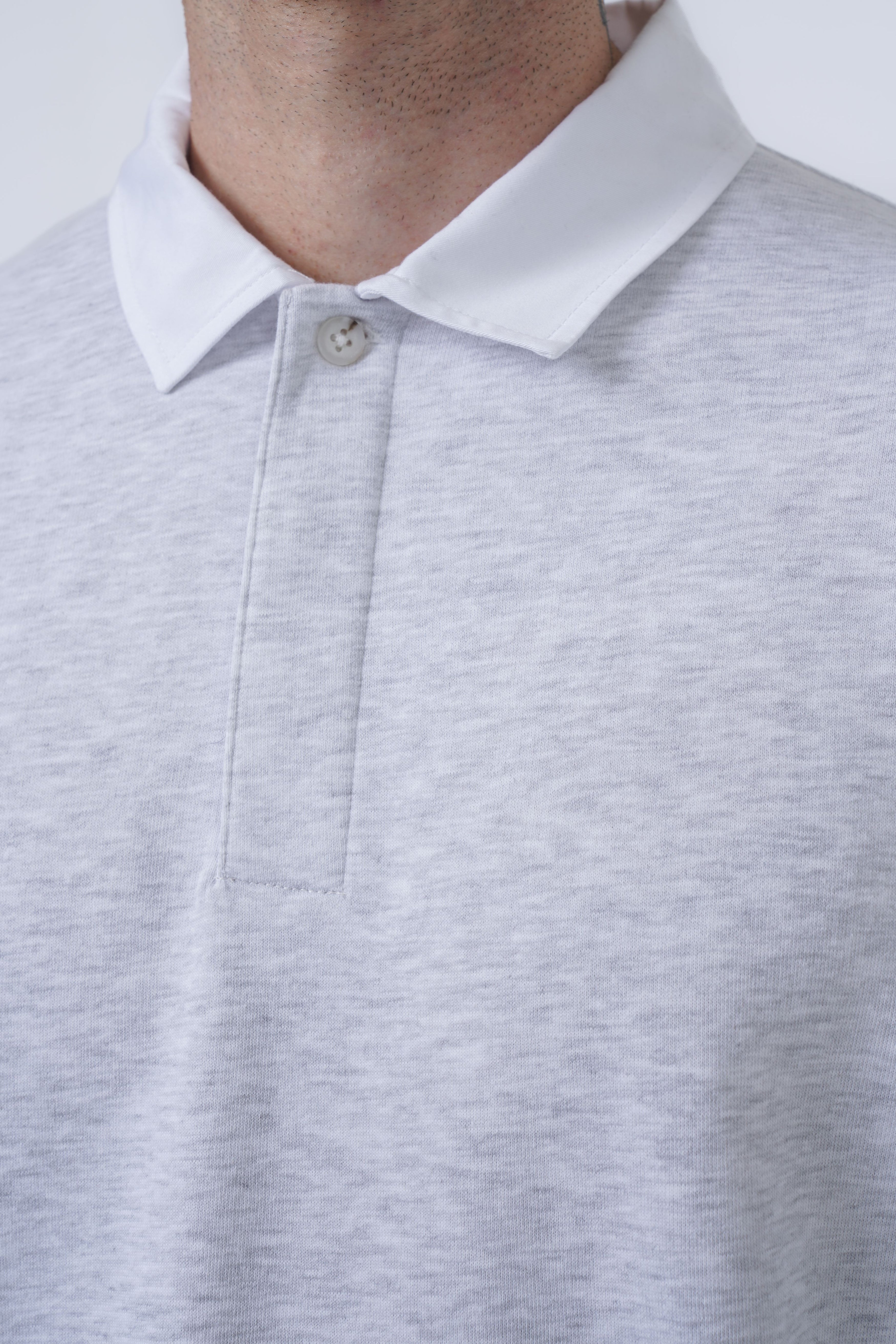 woven neck polo sweatshirt