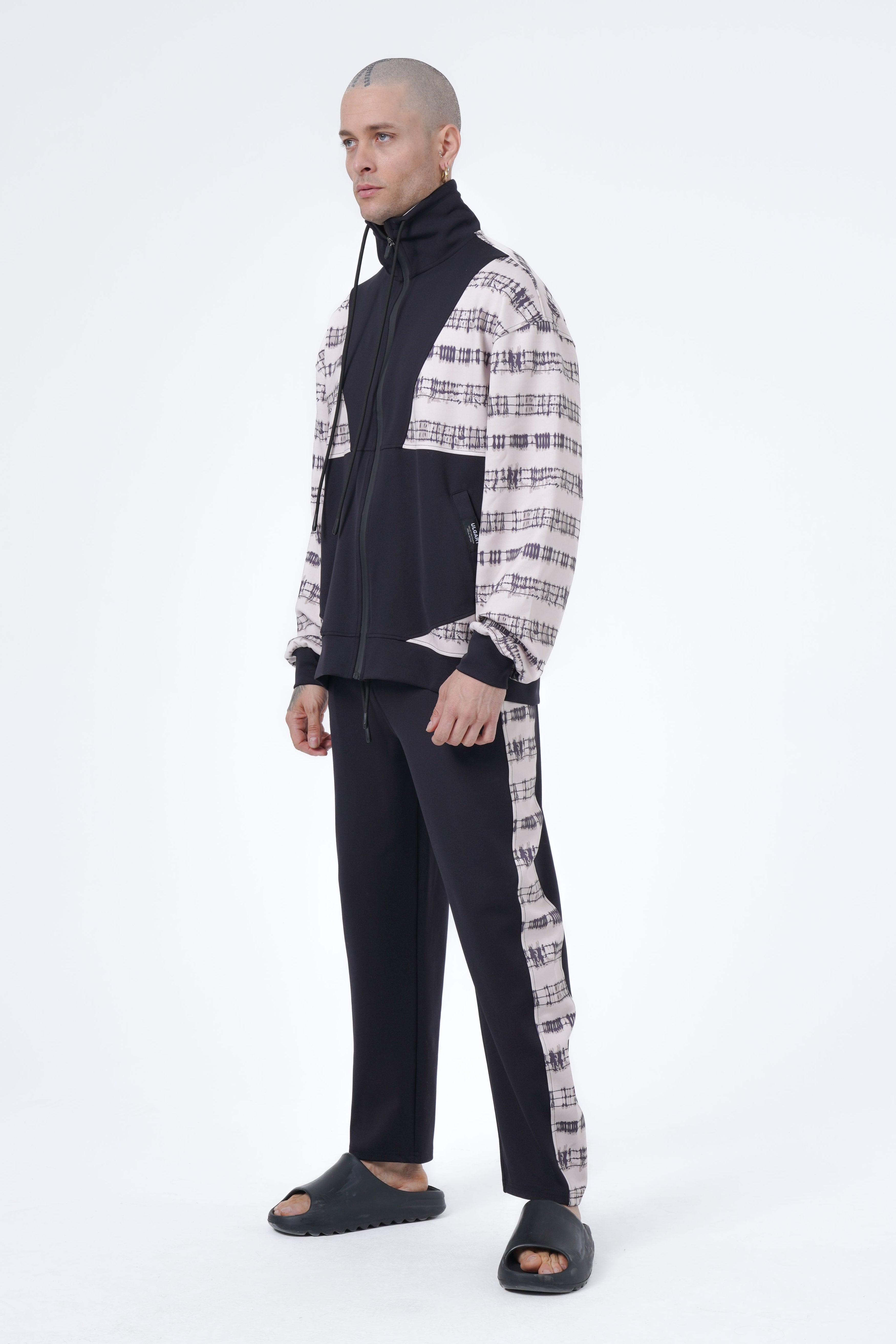 scuba wire netting printed jacket and pants set