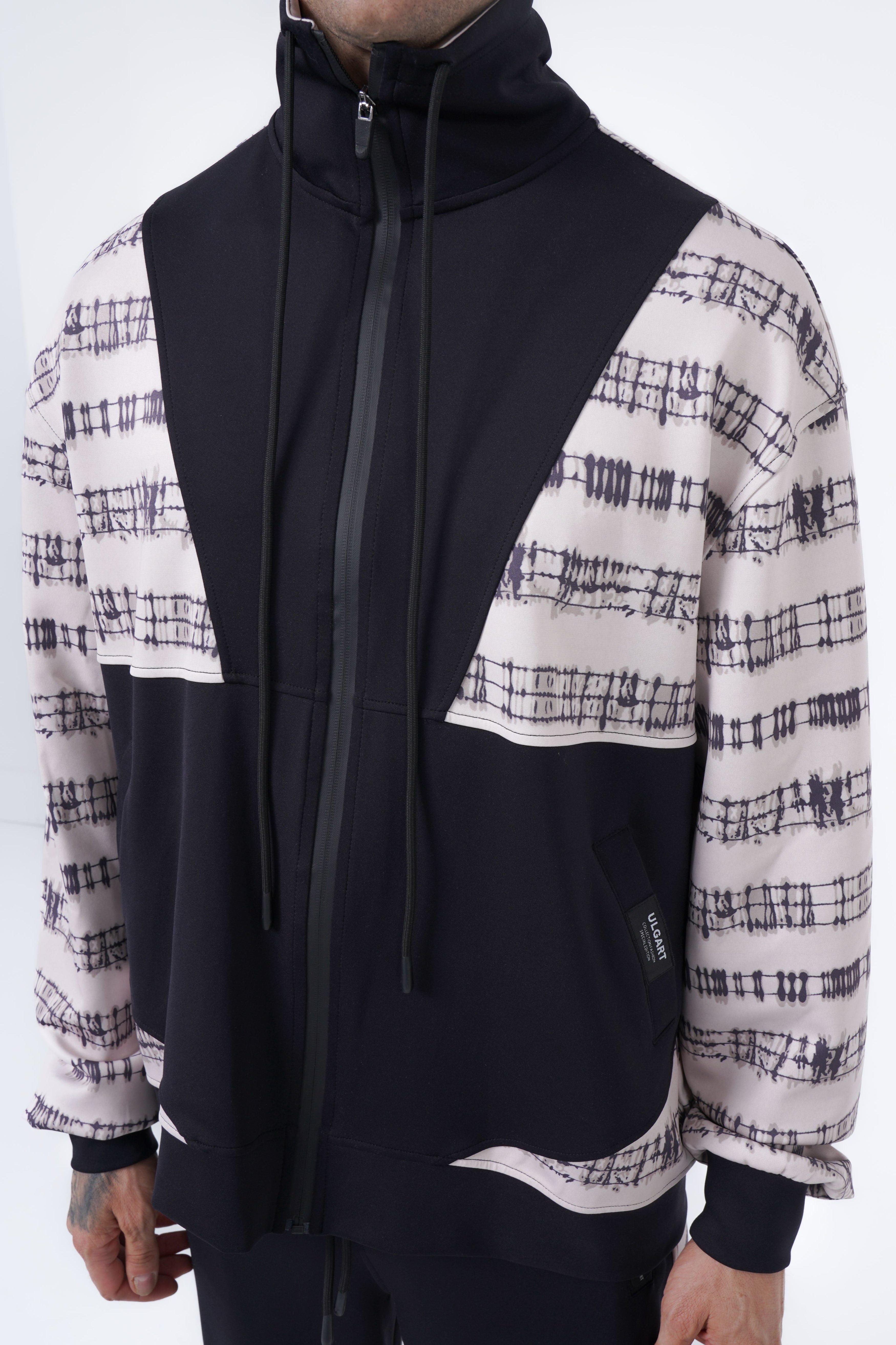 scuba wire netting printed jacket and pants set