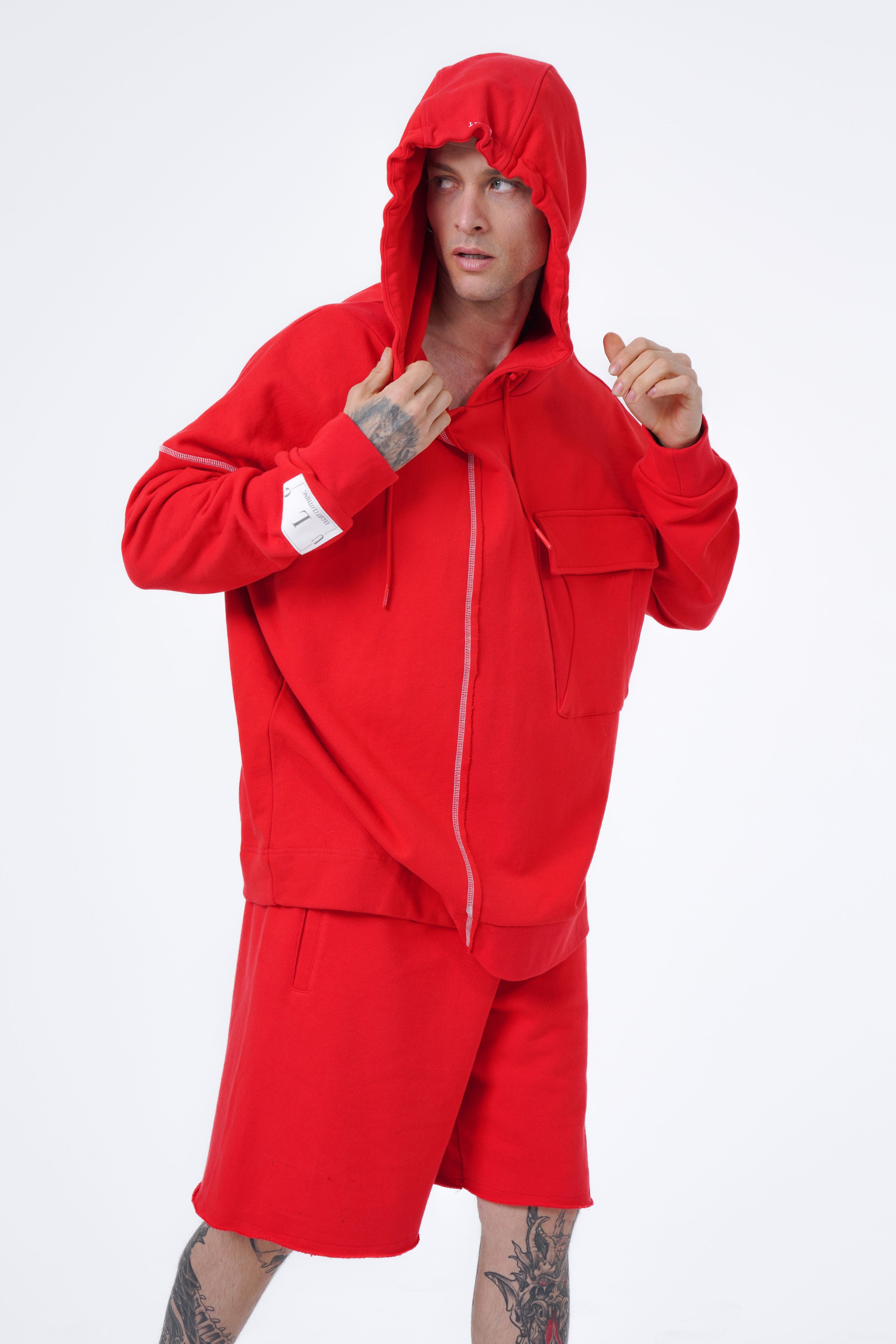oversize hoodie with contrast stitch and pocket