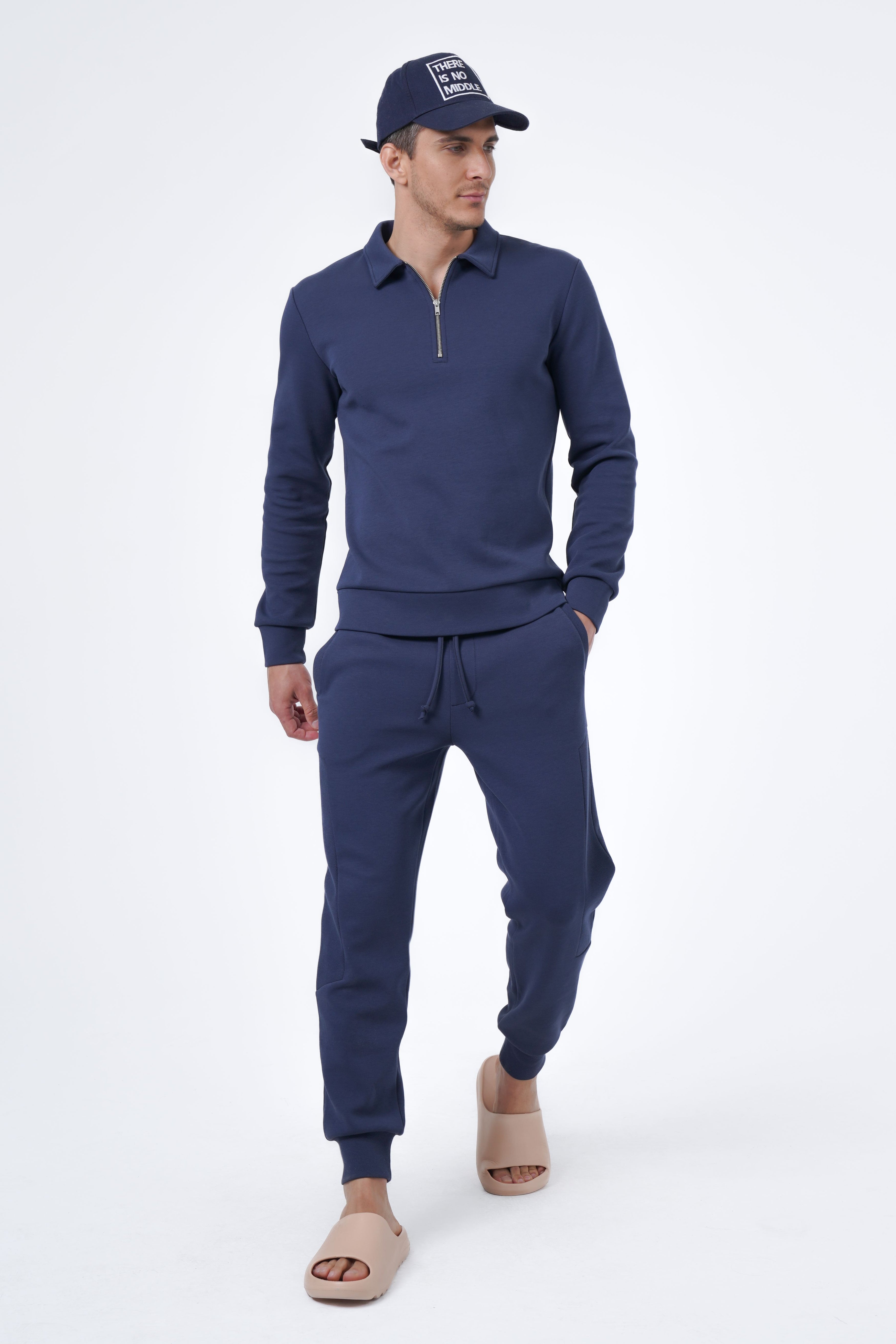 half zip polo and jogger set