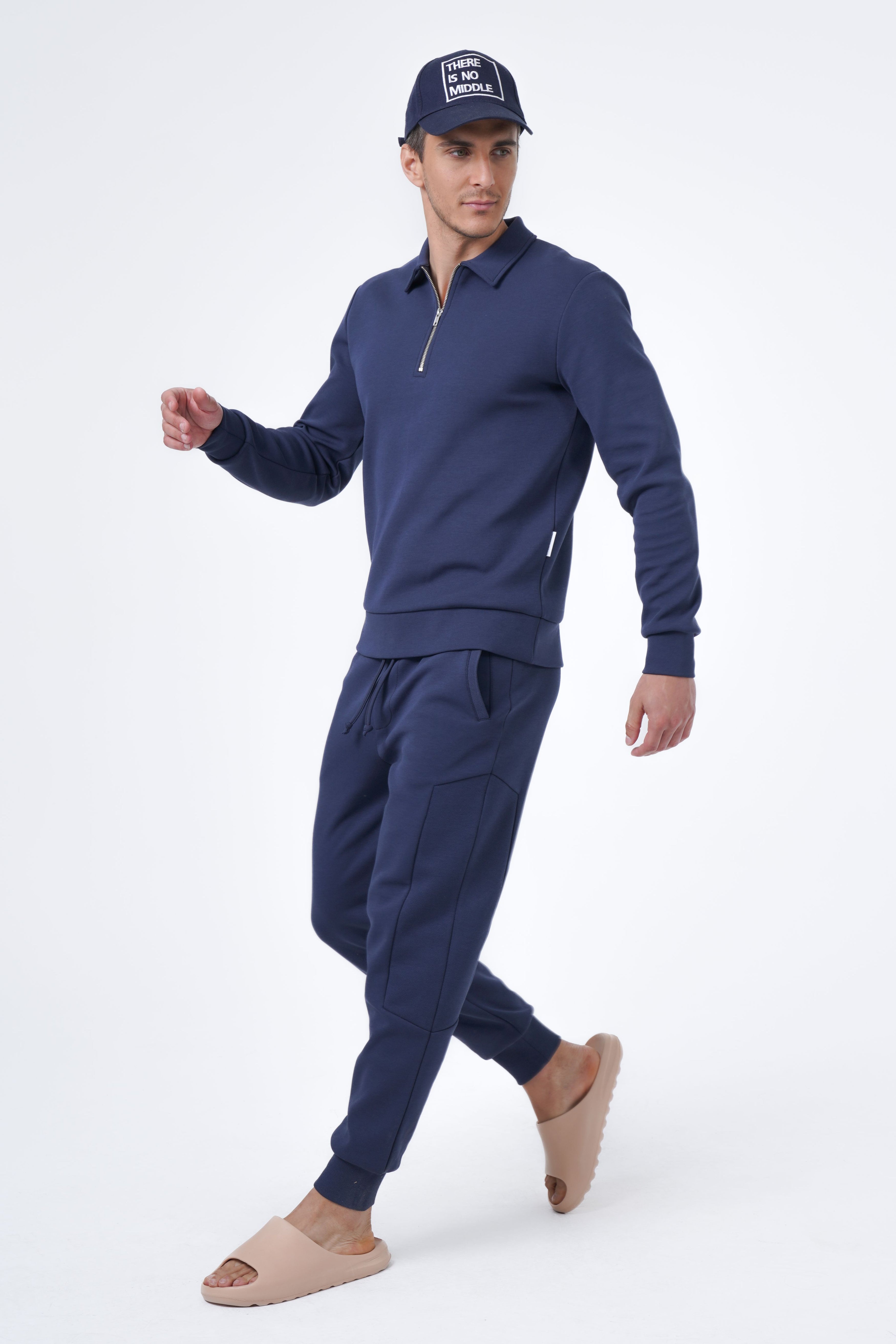 half zip polo and jogger set