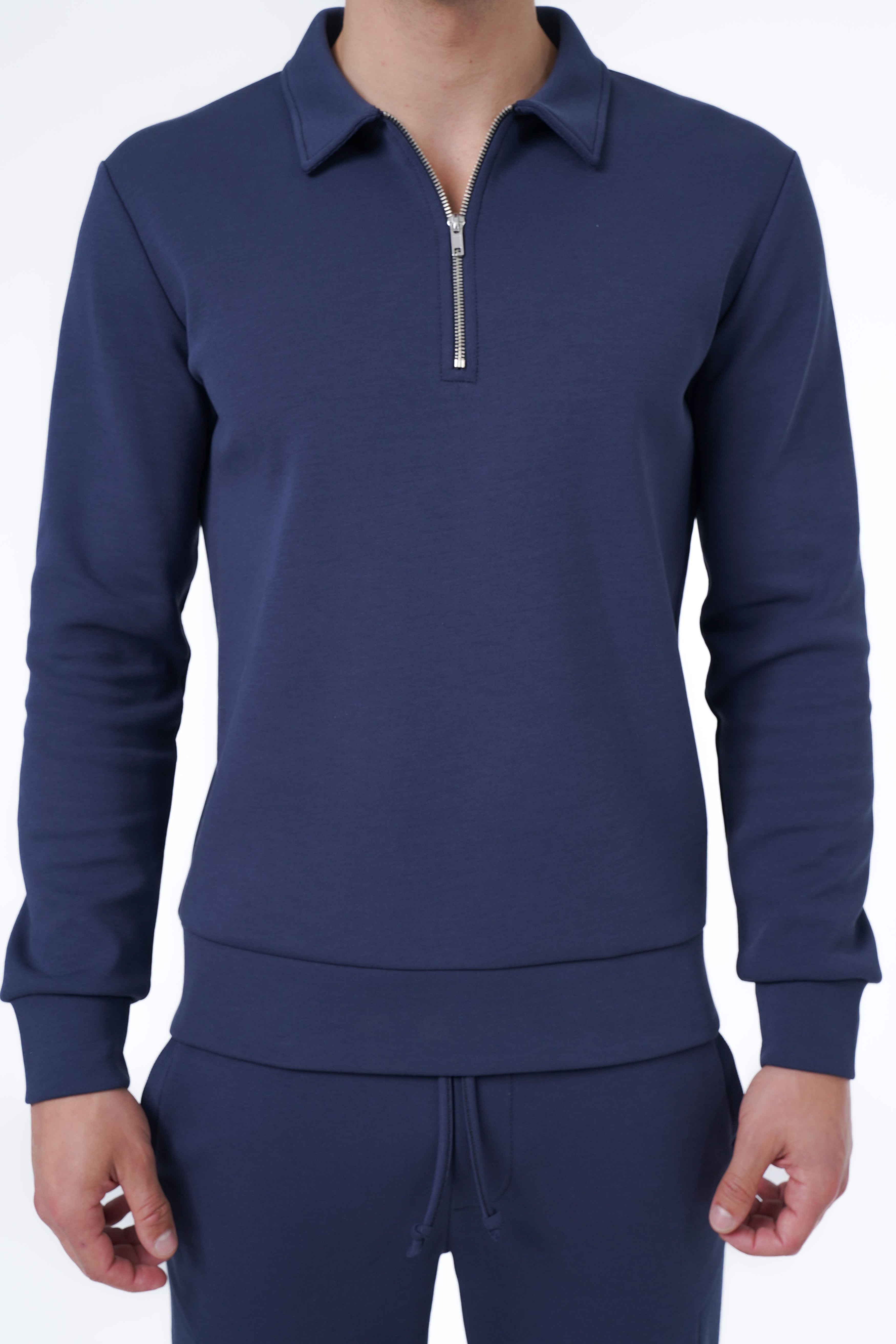 half zip polo and jogger set