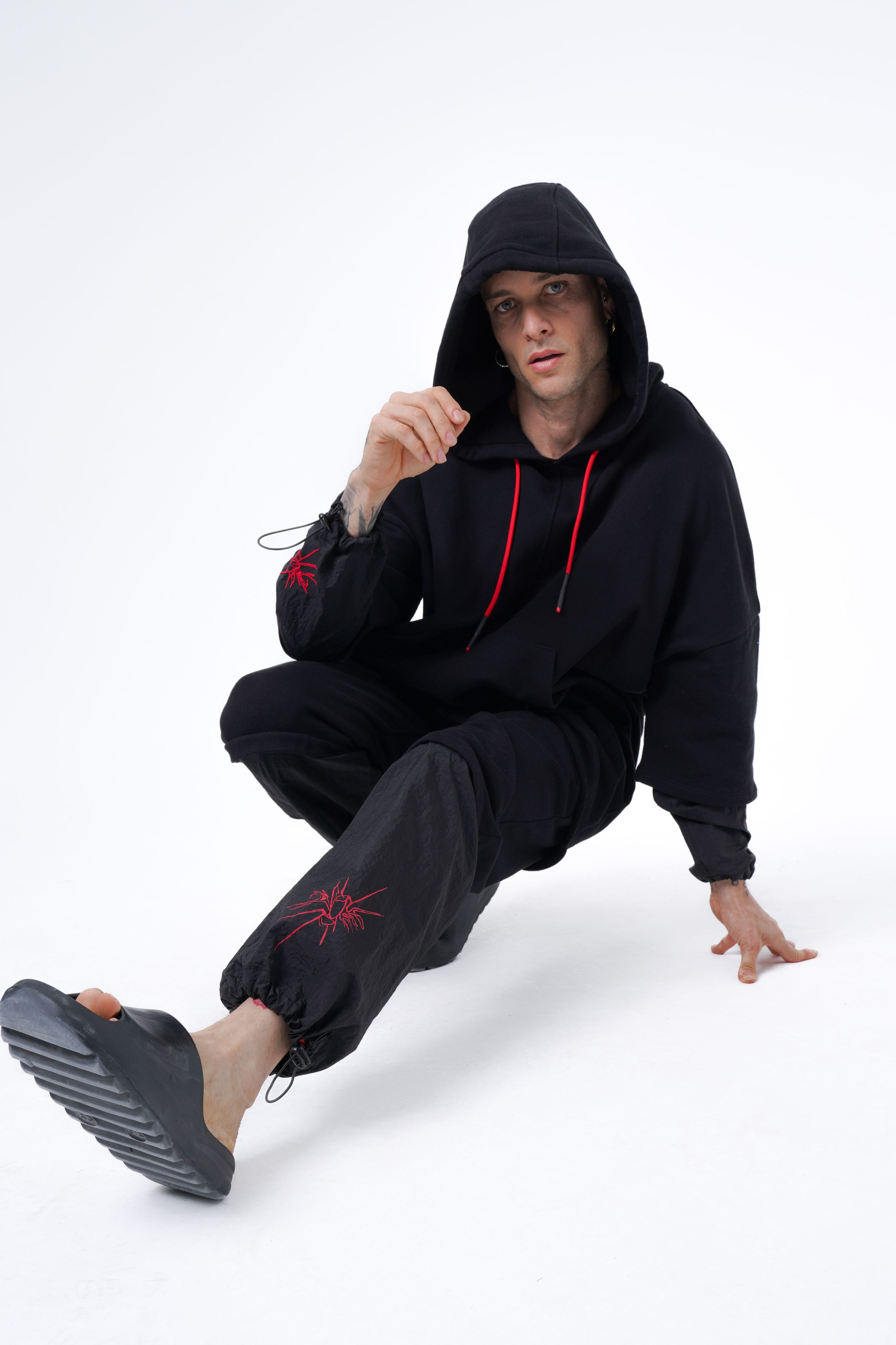 spider detailed oversize hoodie