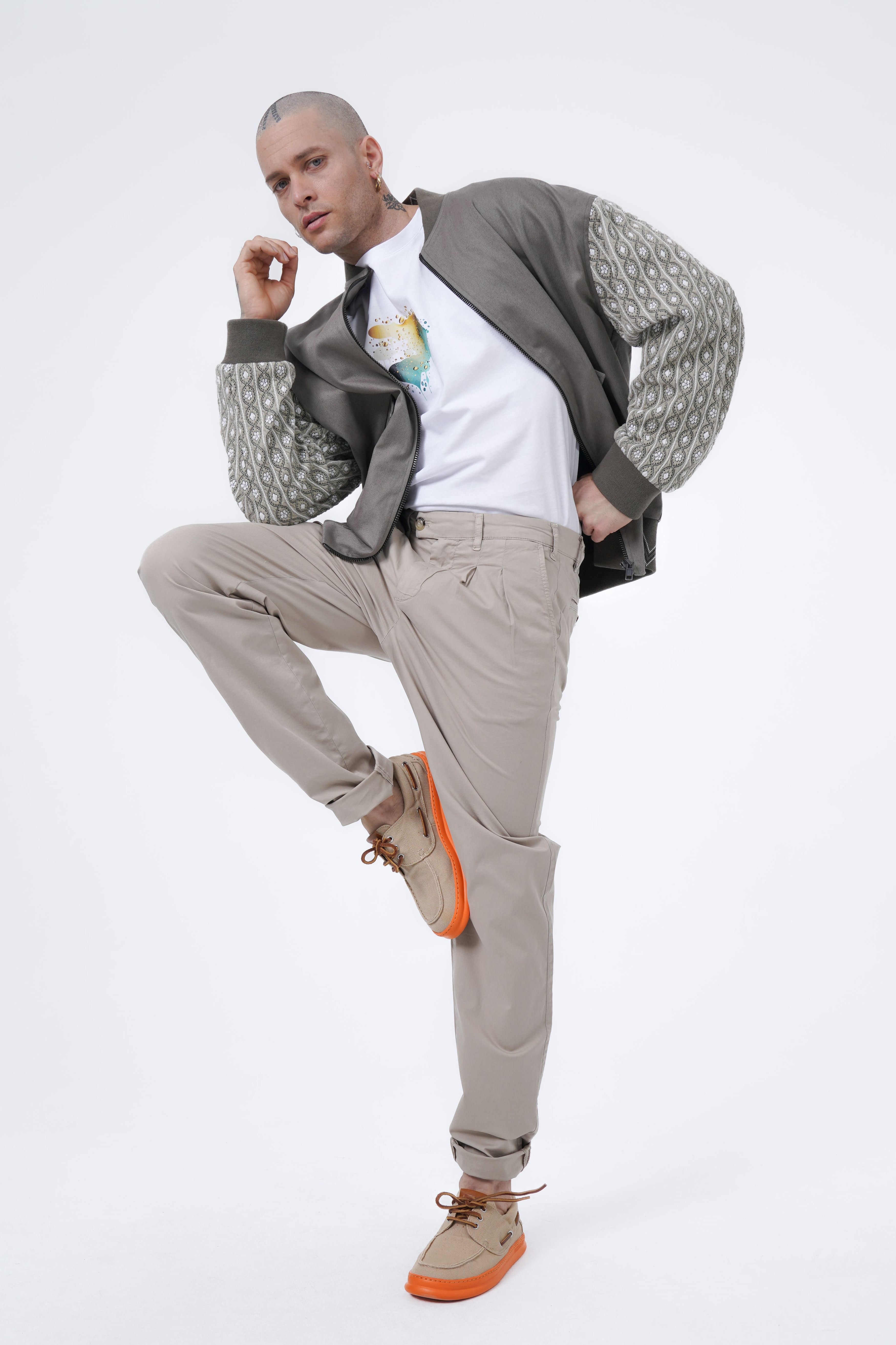woven bomber jacket with jacquard
