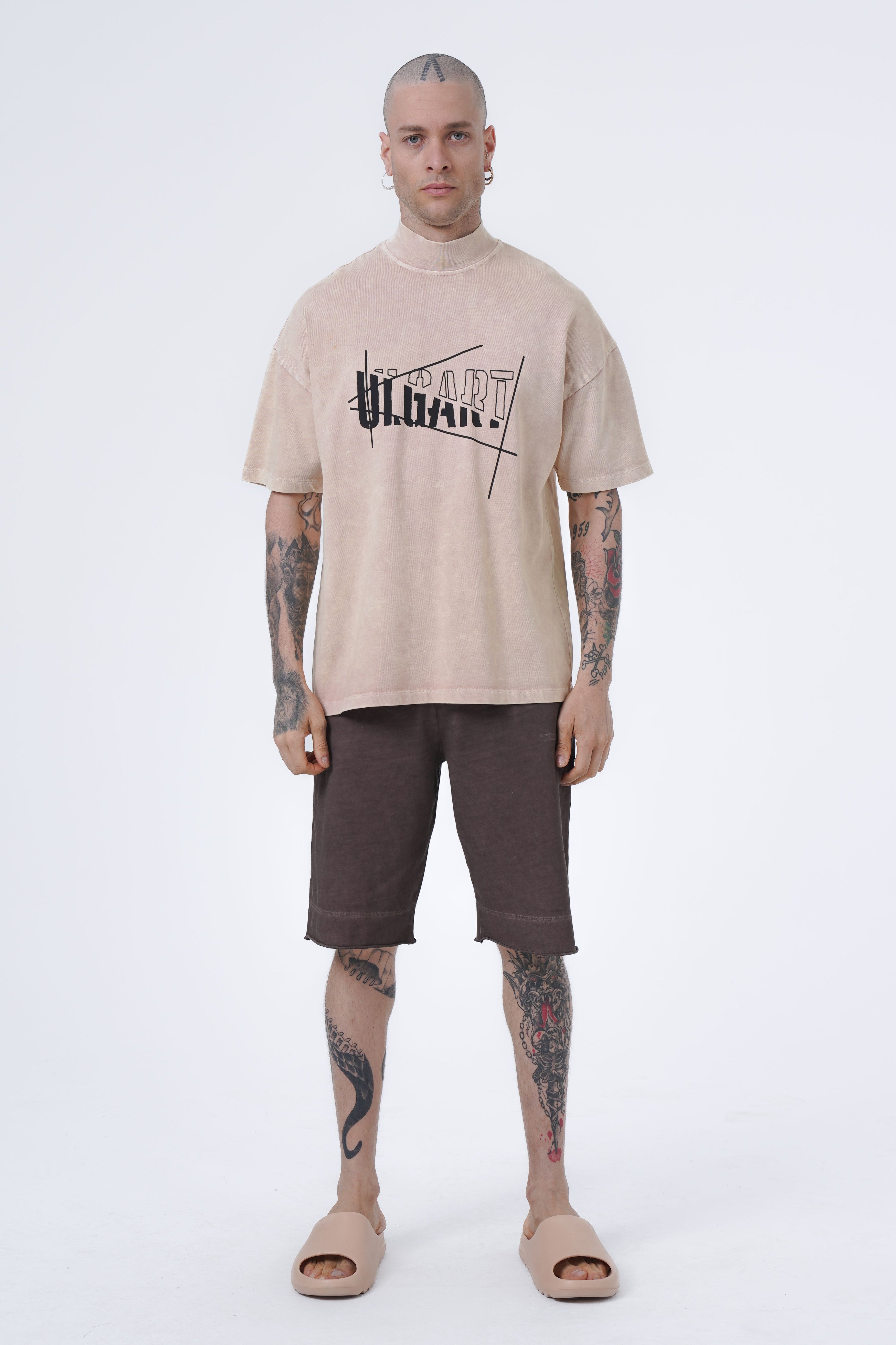 Acid wash ulgart stand neck oversized tshirt