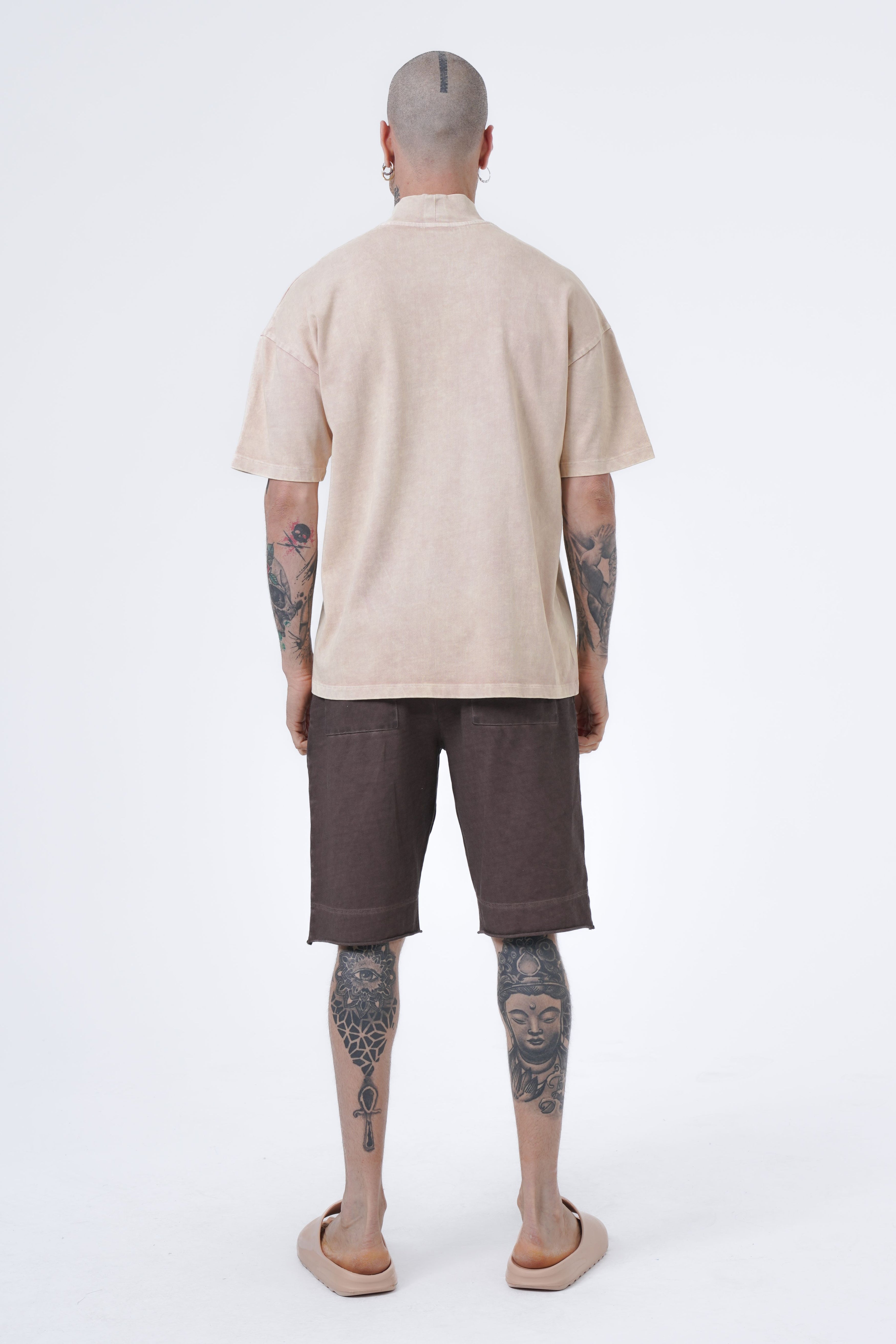Acid wash ulgart stand neck oversized tshirt