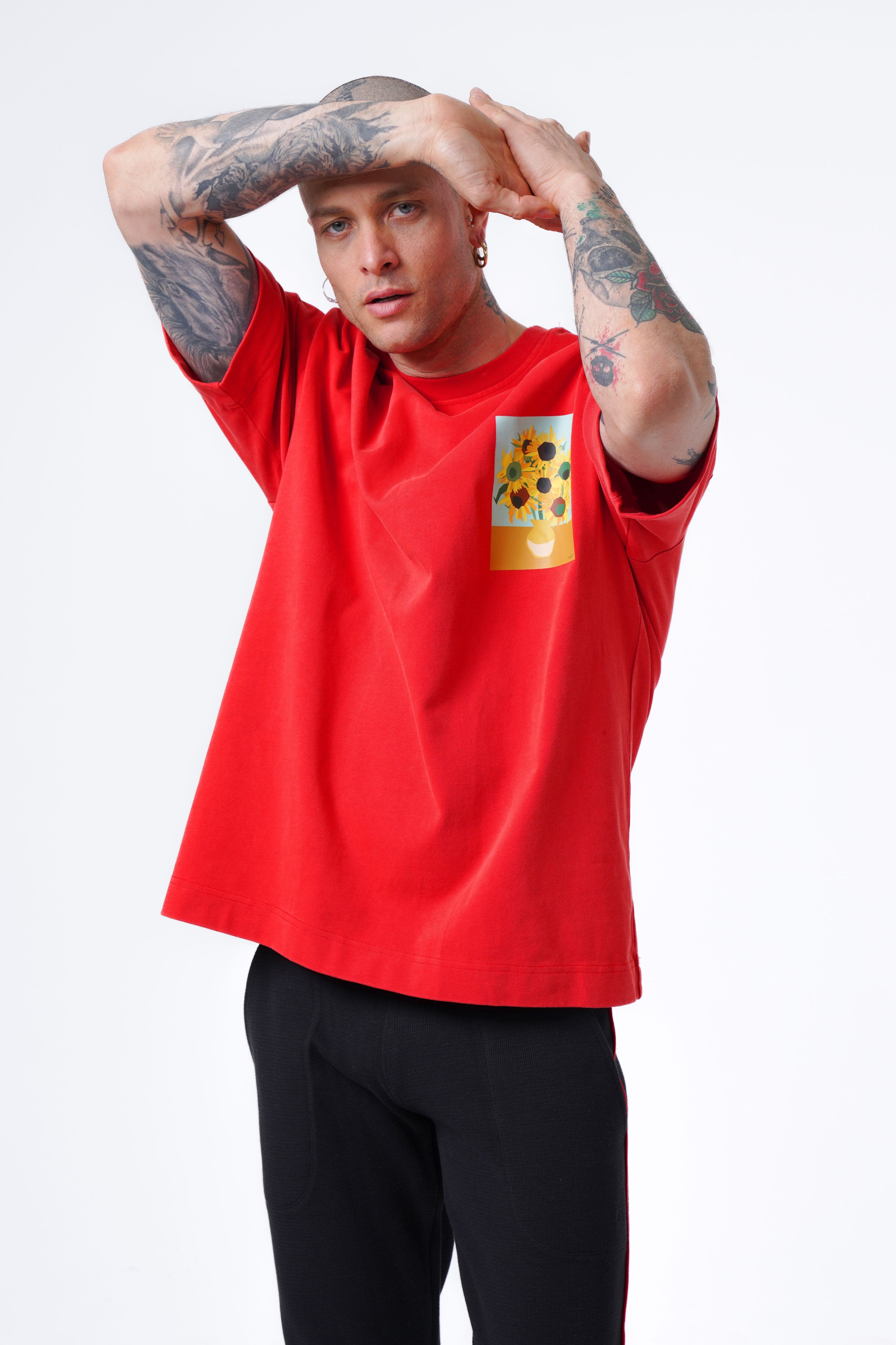sunflower printed oversized tshirt