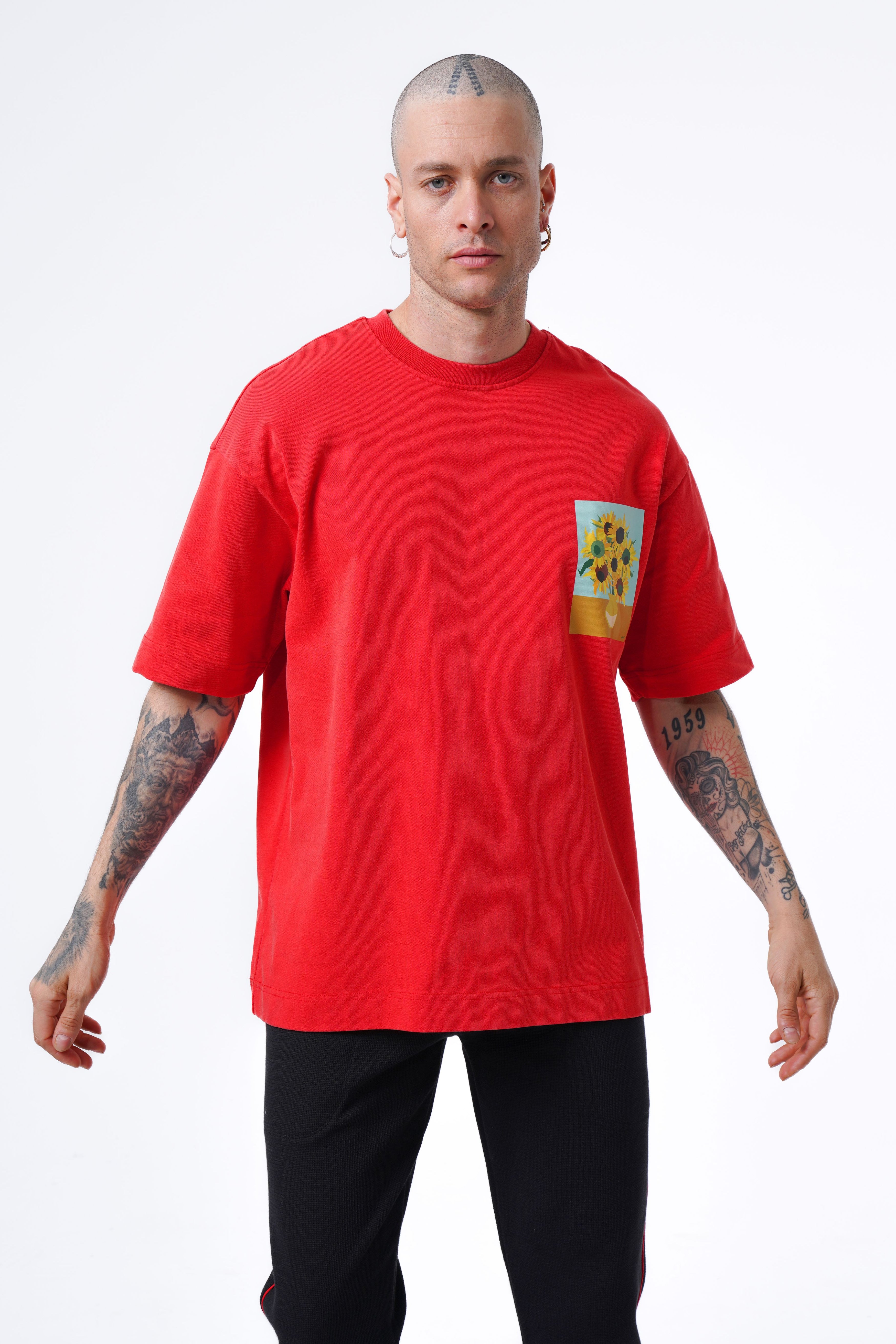 sunflower printed oversized tshirt