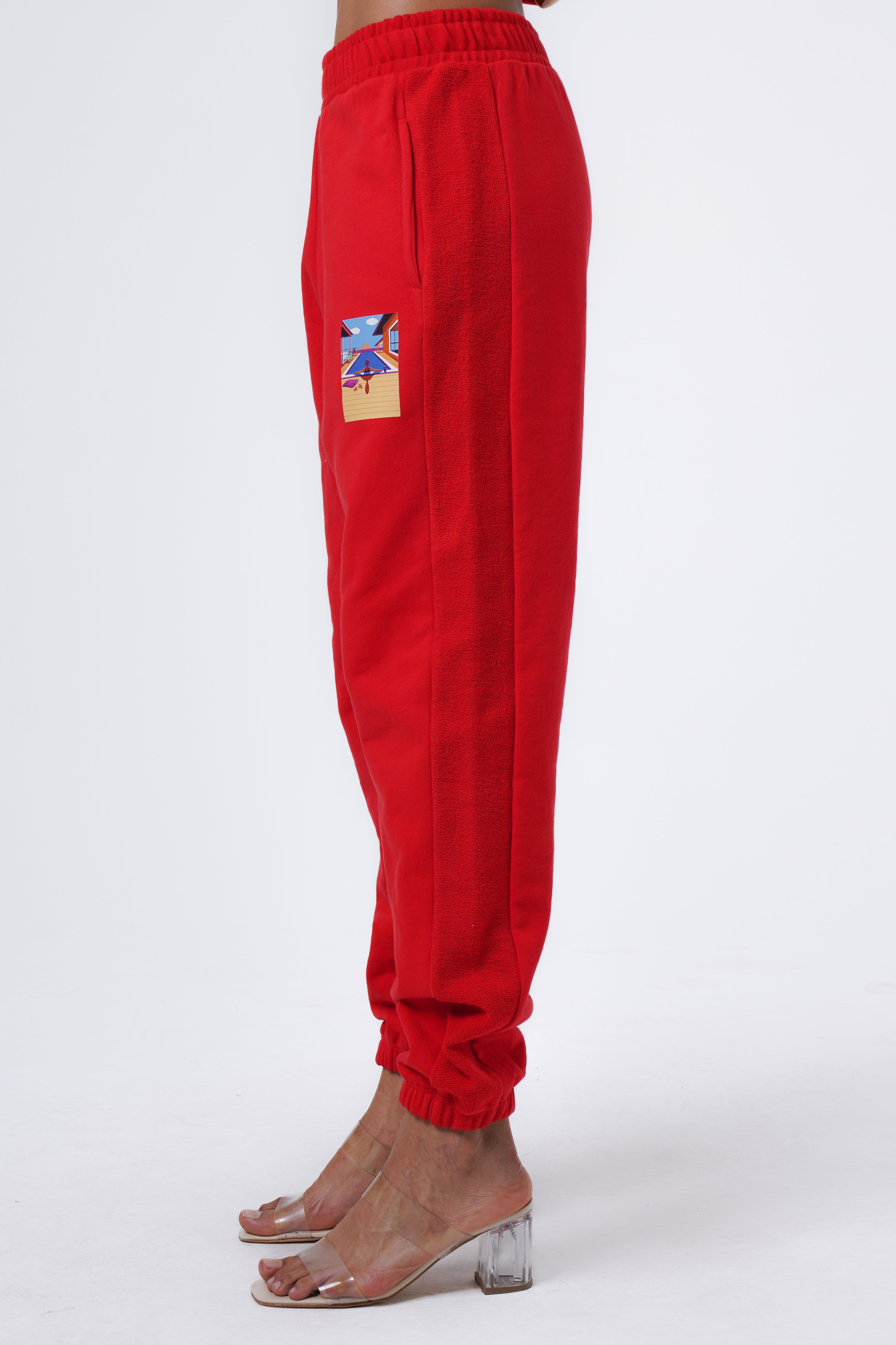 kangoroo pocket printed detail hoodie and jogger set