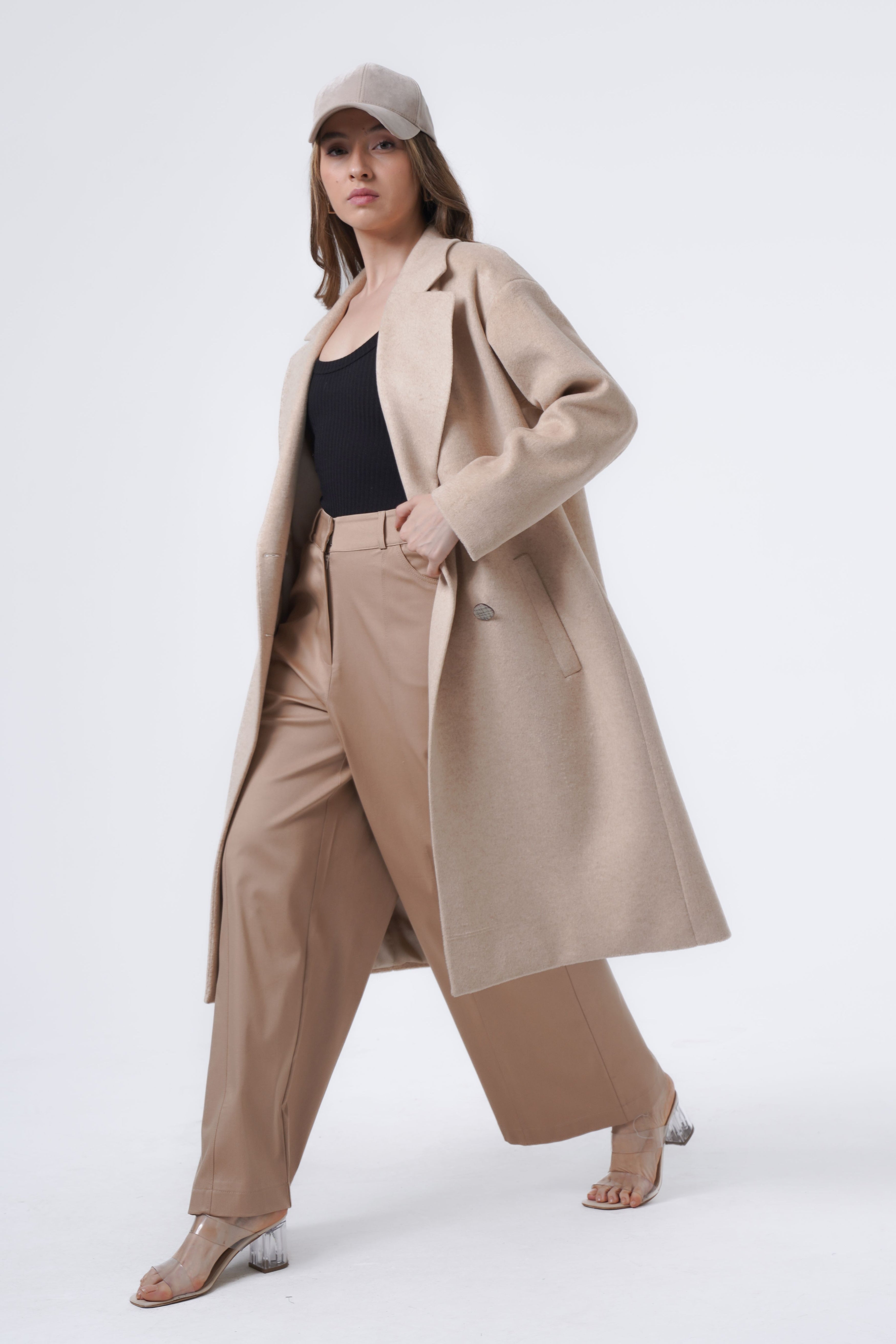 relaxed fit beige trousers