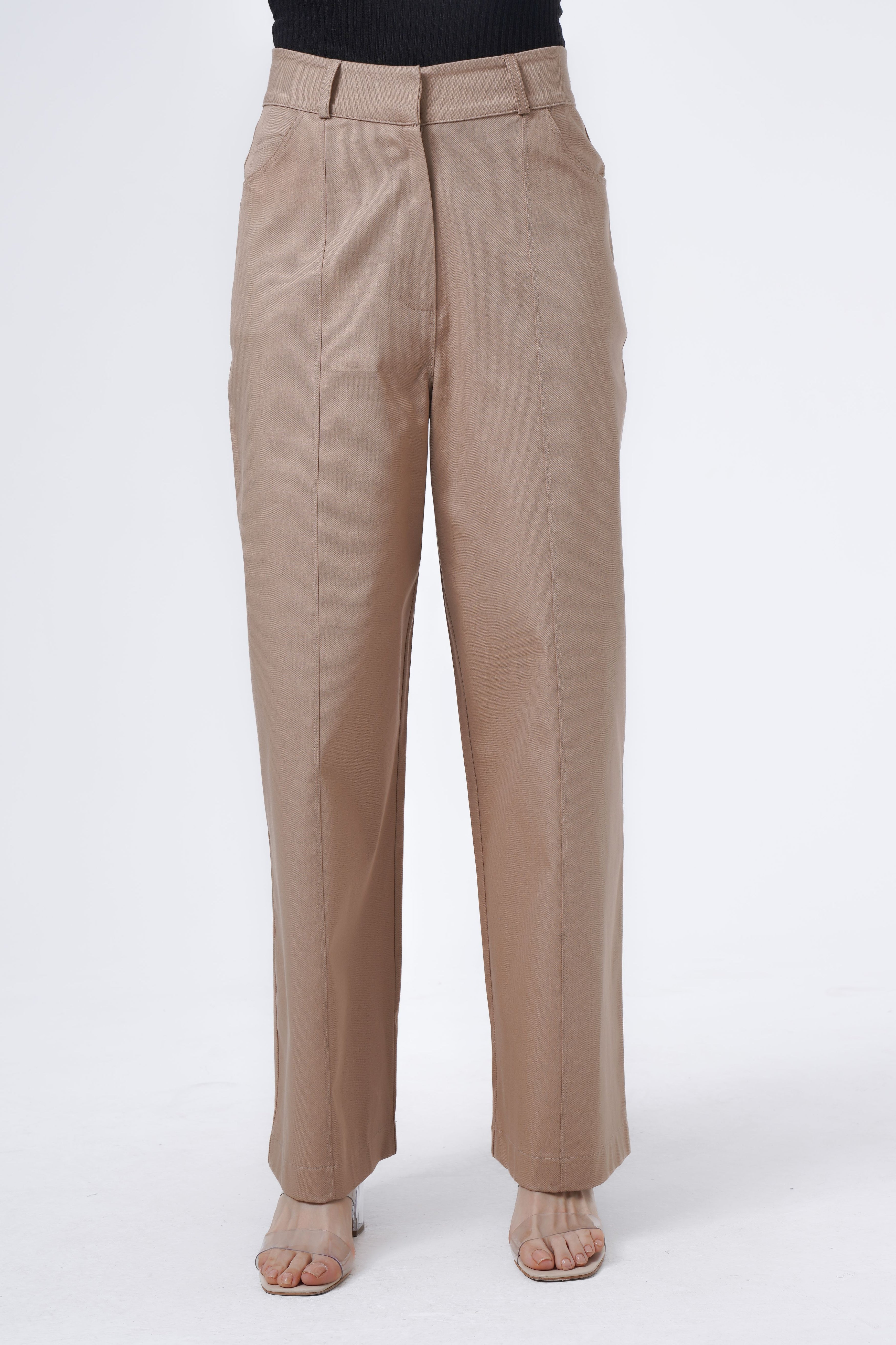 relaxed fit beige trousers