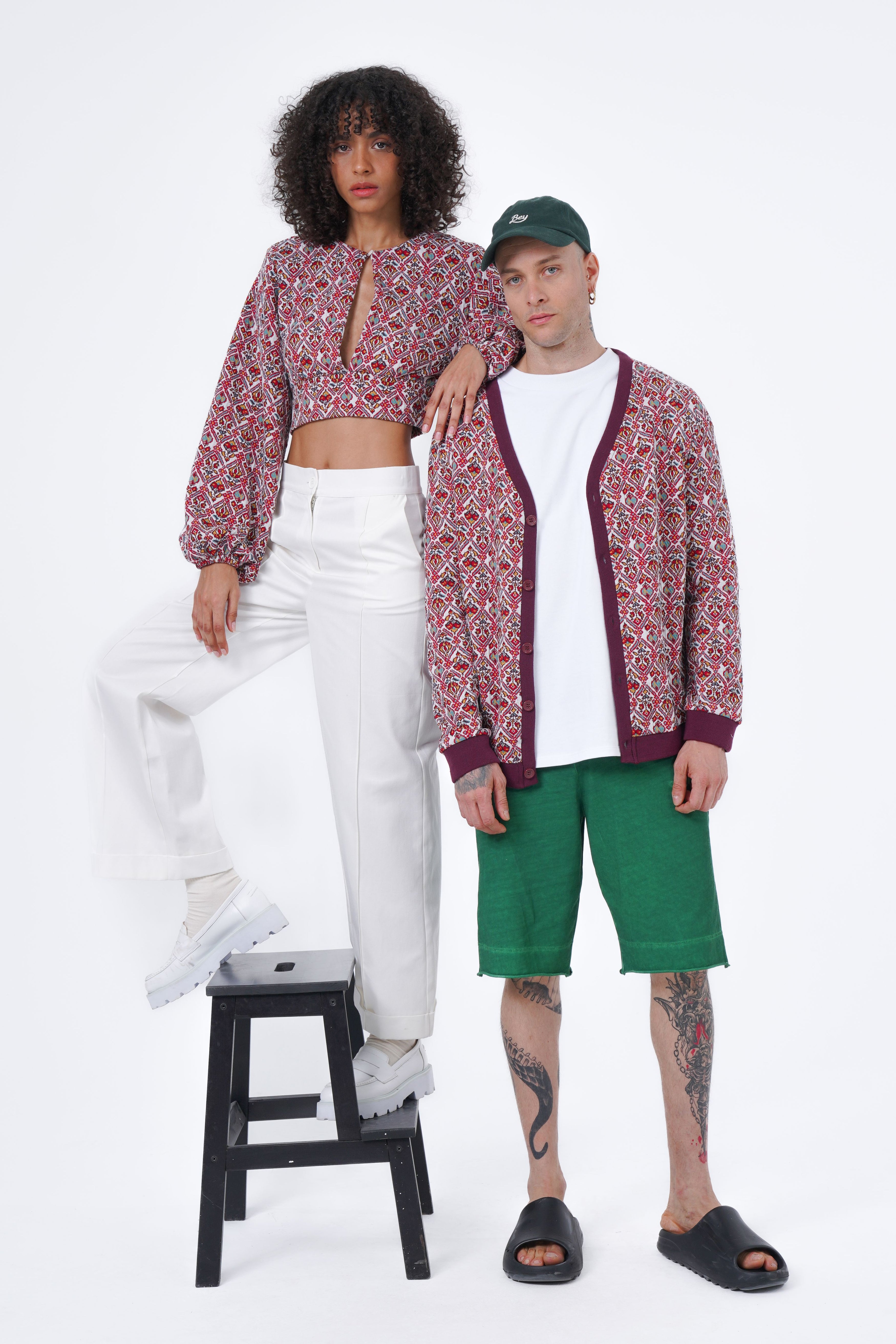 LONG SLEEVE JACQUARD CROP