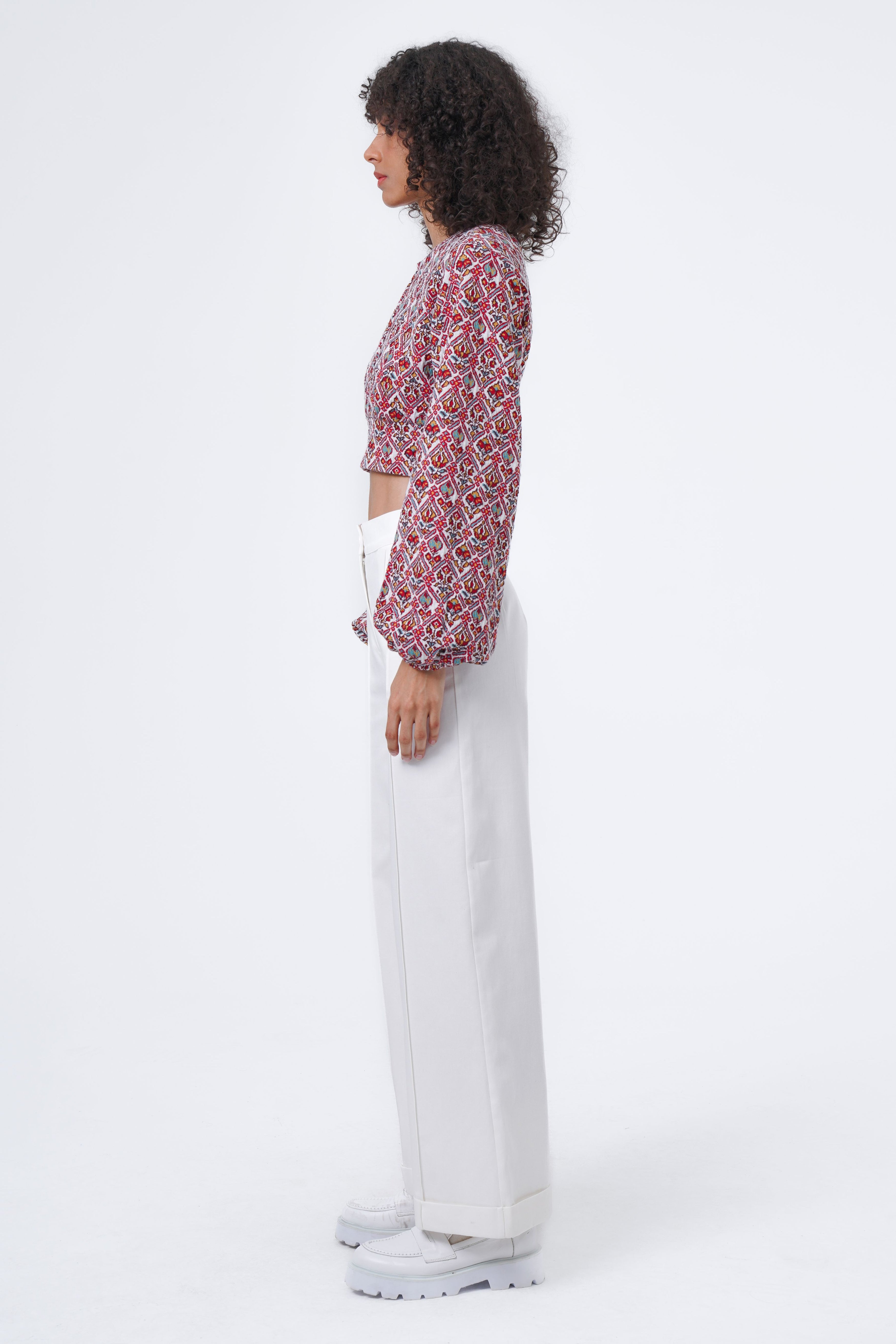 LONG SLEEVE JACQUARD CROP