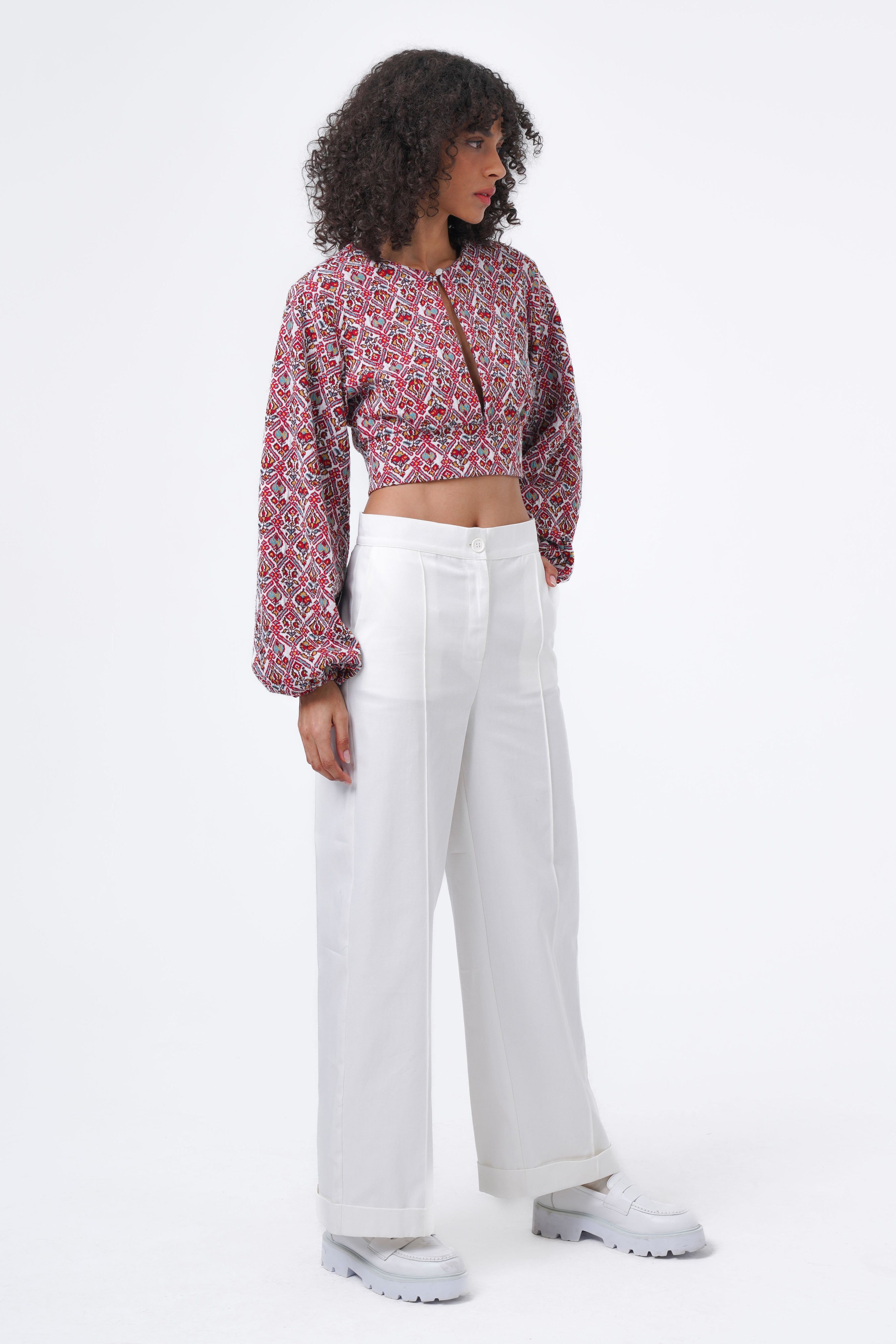 LONG SLEEVE JACQUARD CROP