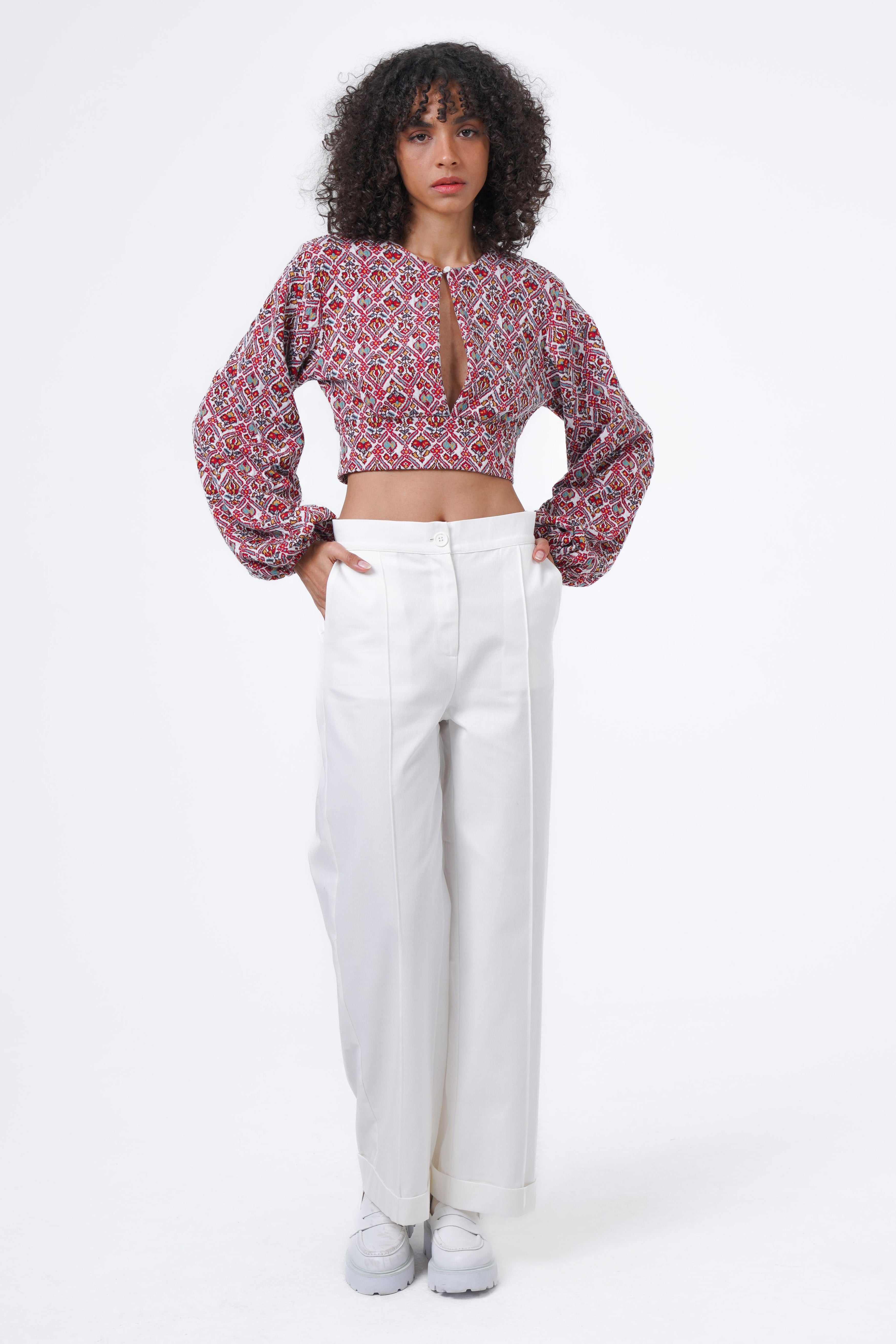 LONG SLEEVE JACQUARD CROP
