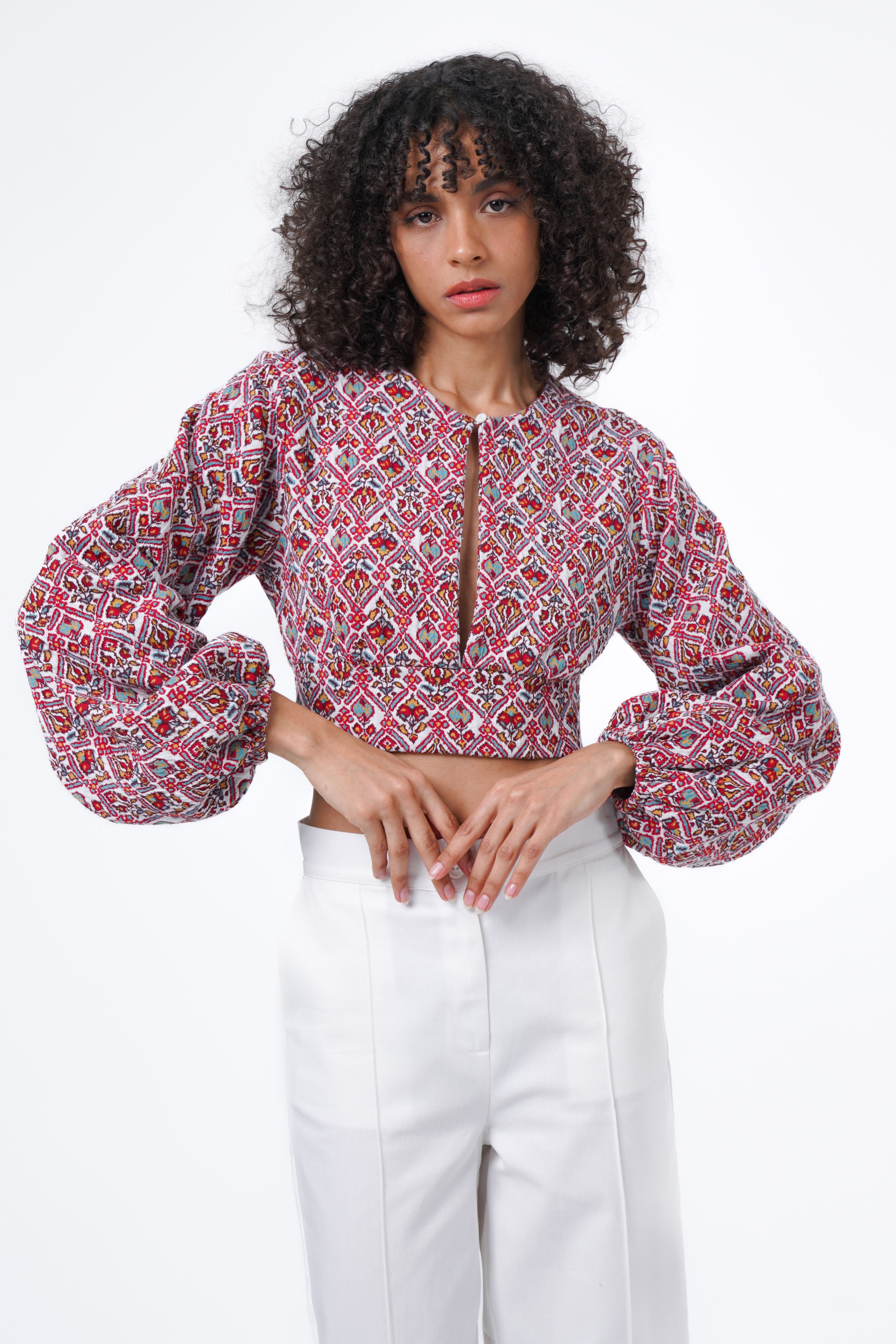 LONG SLEEVE JACQUARD CROP