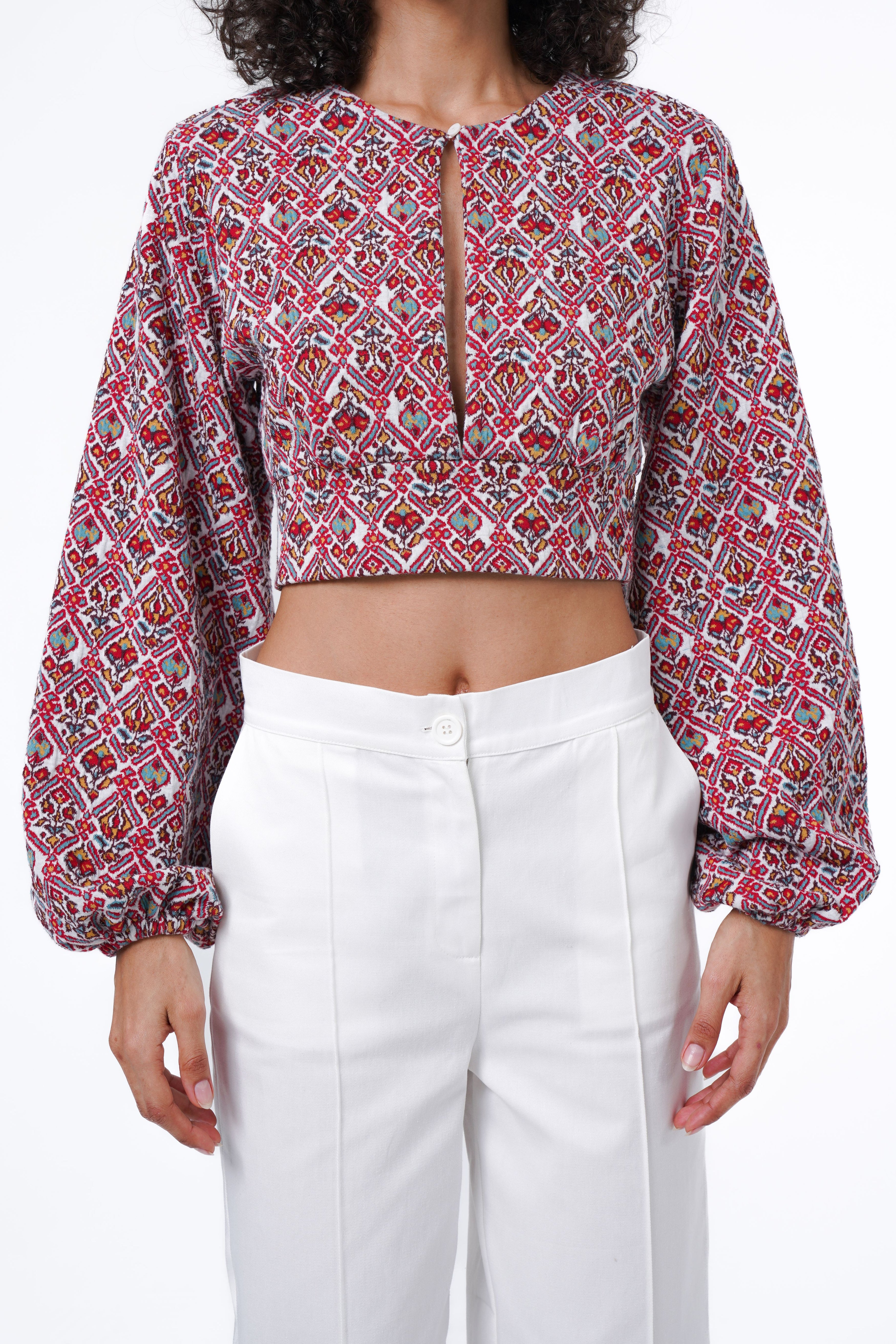 LONG SLEEVE JACQUARD CROP