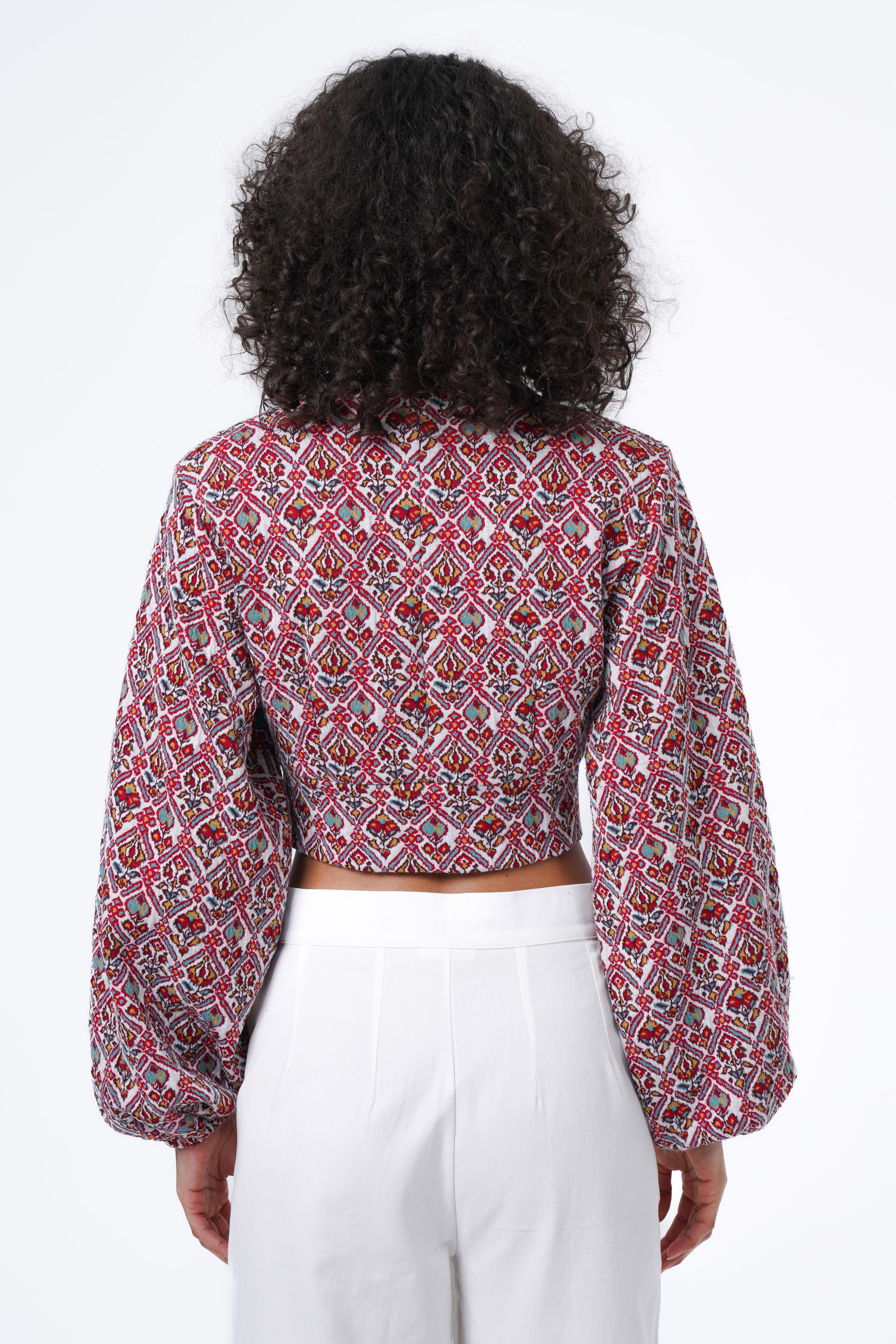 LONG SLEEVE JACQUARD CROP