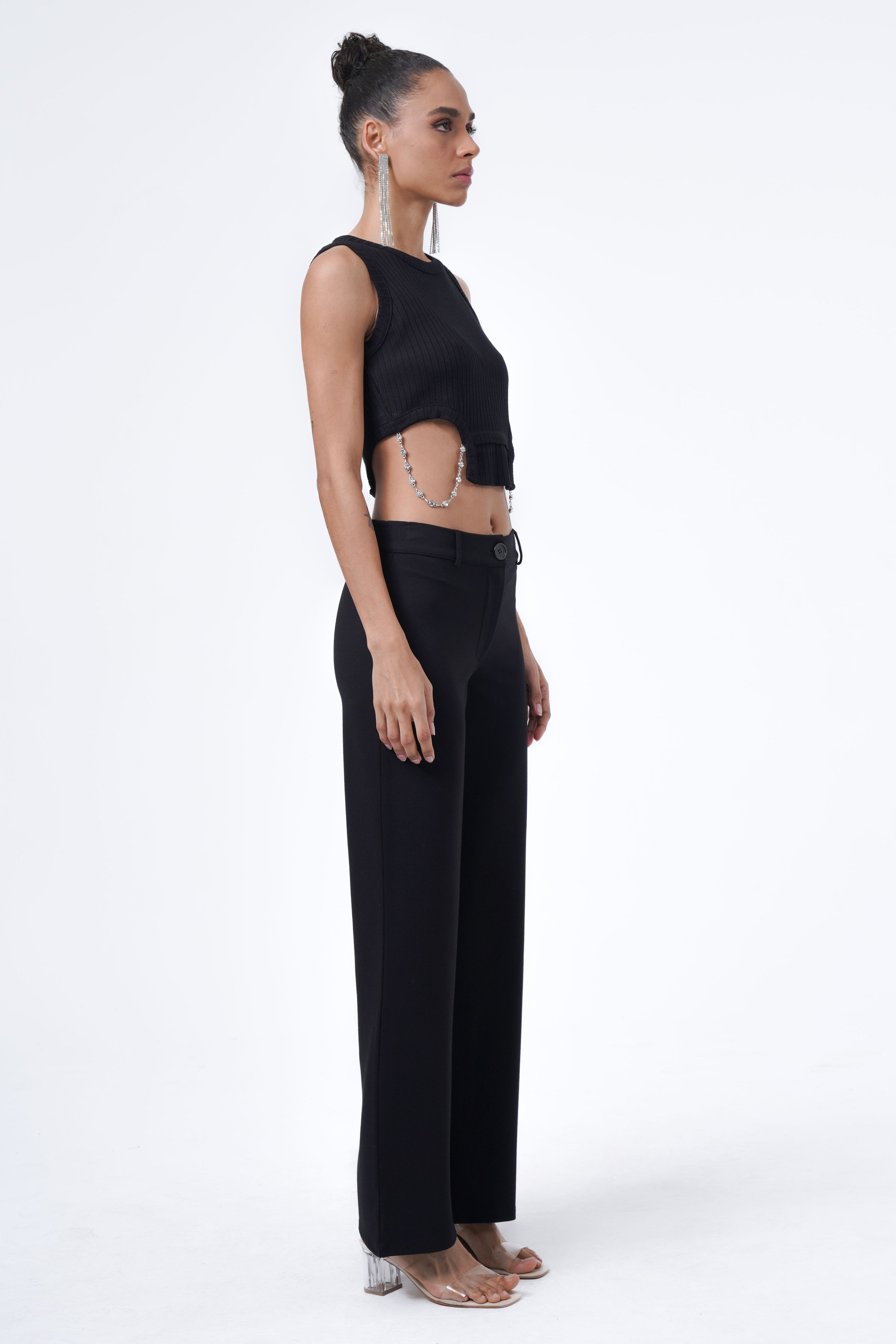 tanktop with dangling chain detail