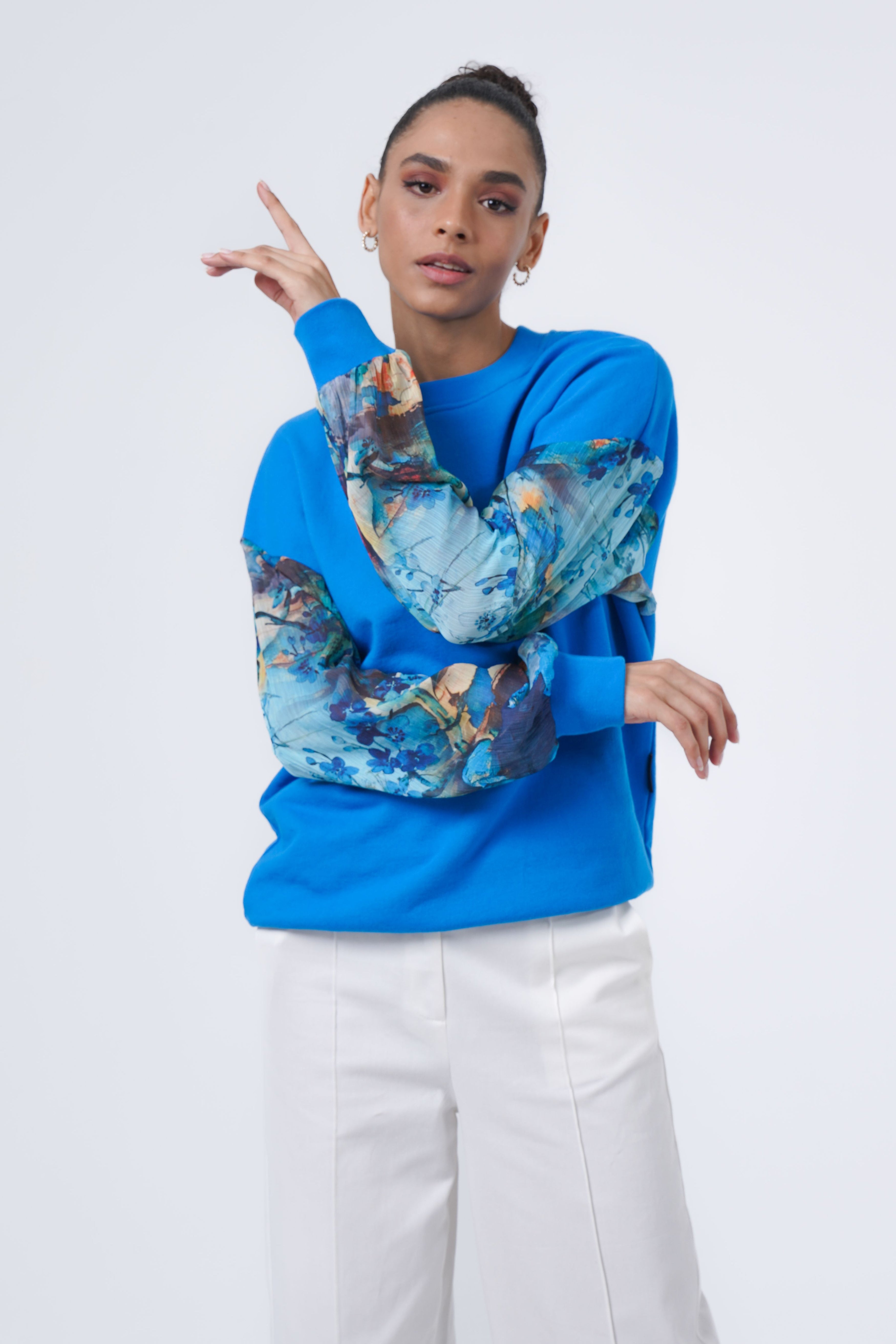 patterned relaxed fit sweatshirt