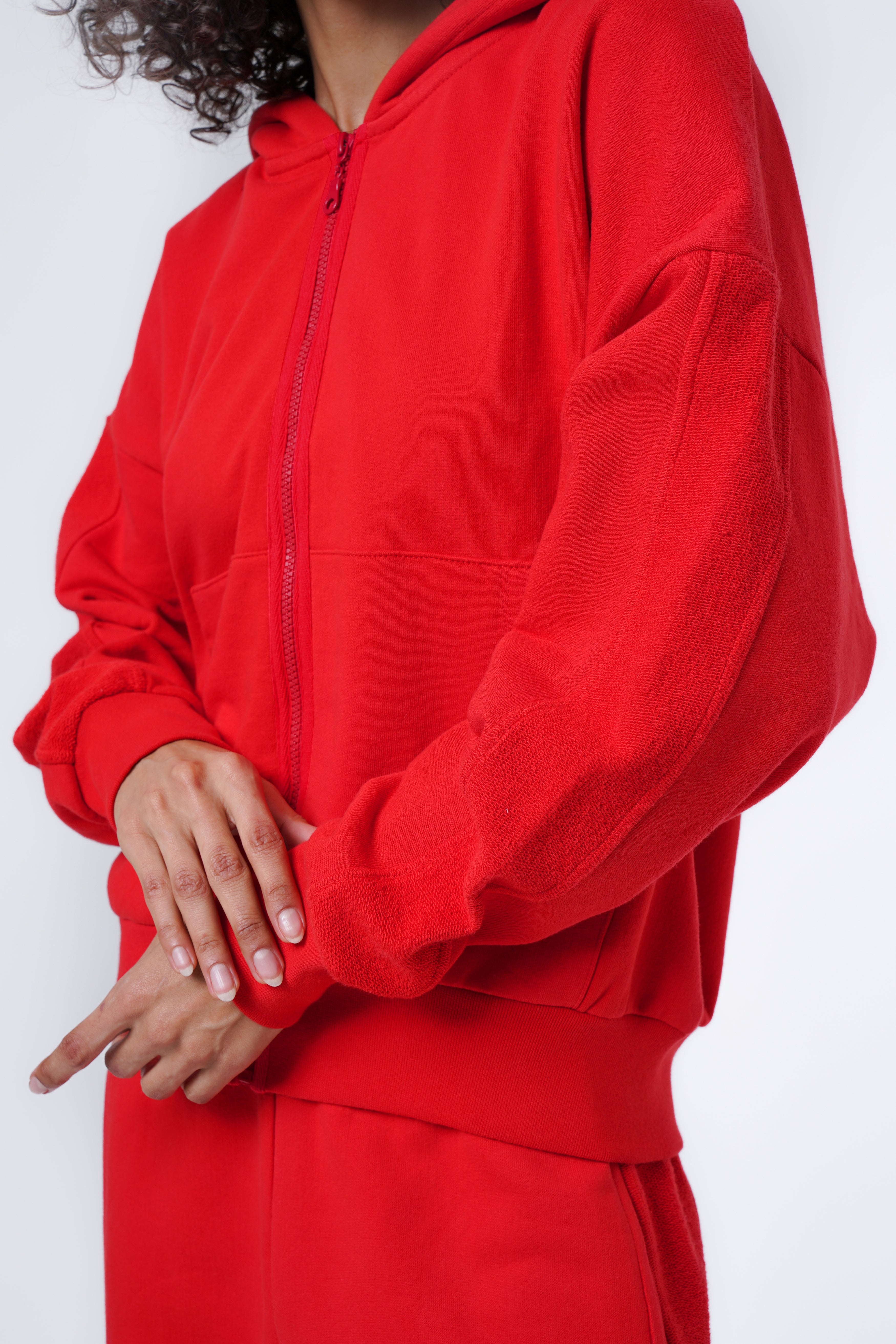 kangoroo pocket printed detail hoodie and jogger set