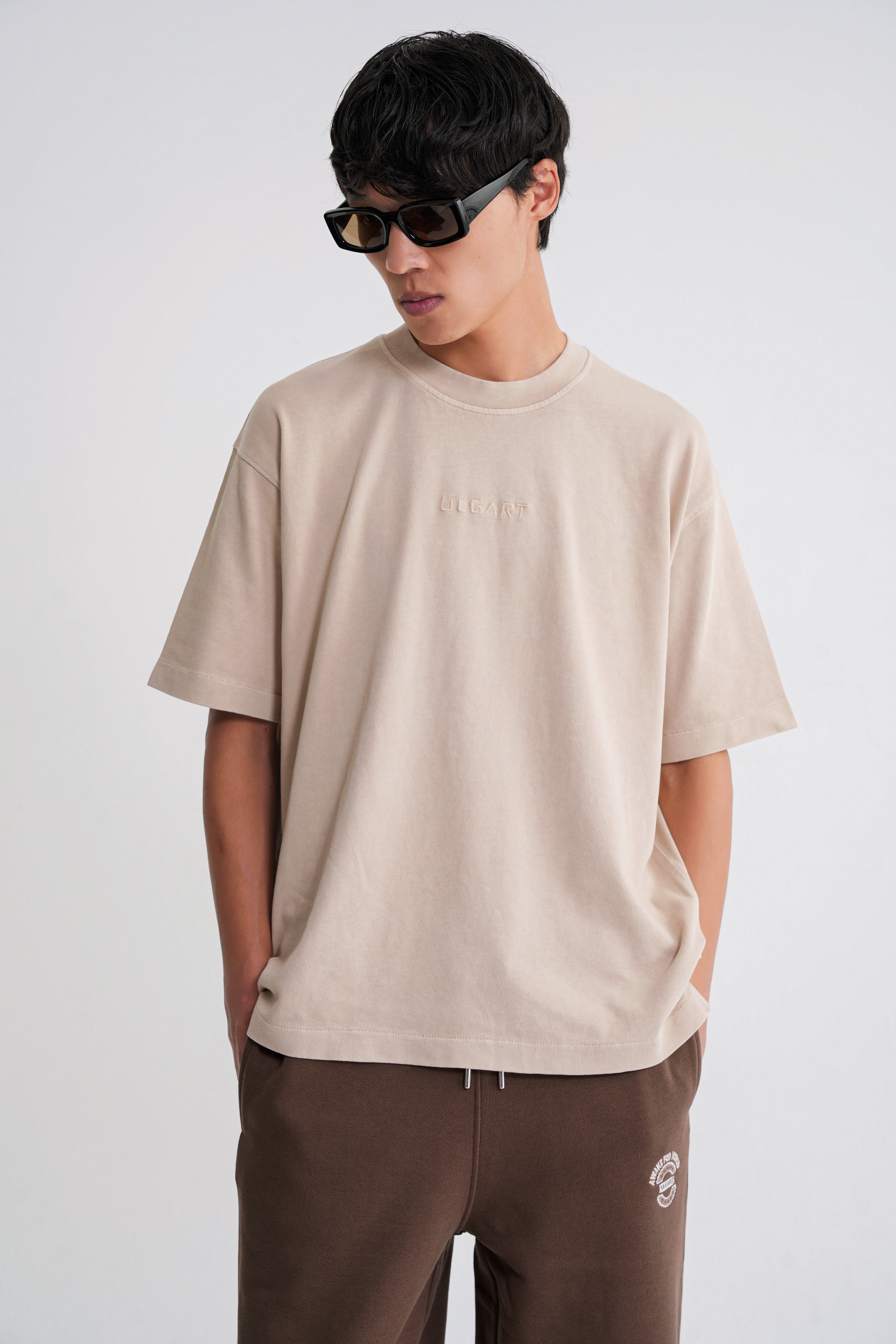 Acid Wash  Unisex T-shirt Beige