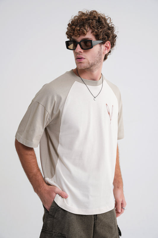 Reglan Flowers Oversize T-shirt Sprey Green -Antik White