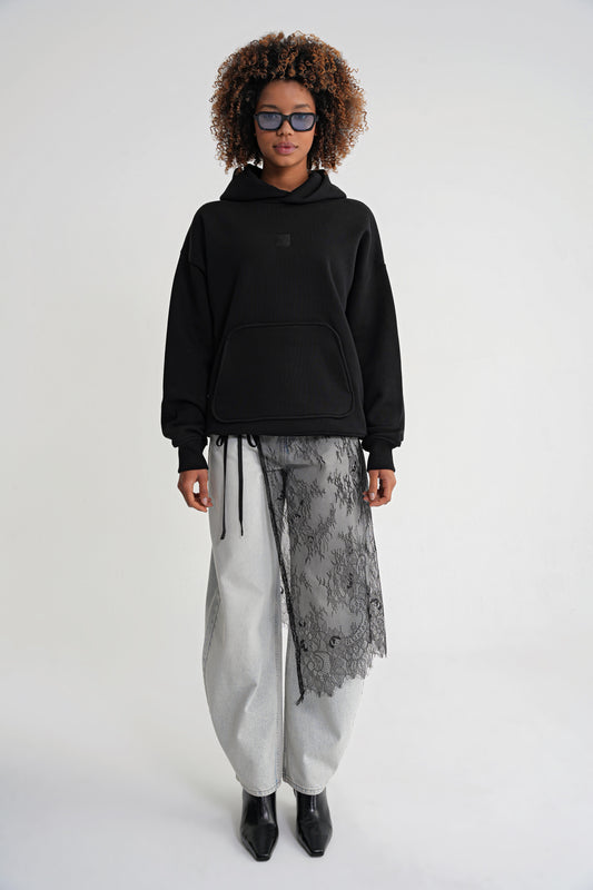 Adam Basic Oversize Hooddie Black