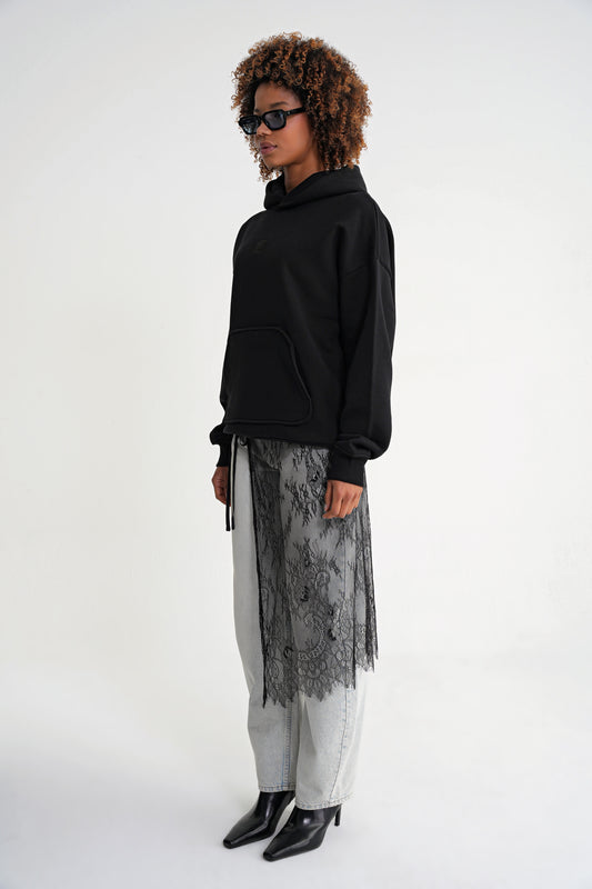 Adam Basic Oversize Hooddie Black