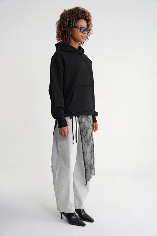 Adam Basic Oversize Hooddie Black