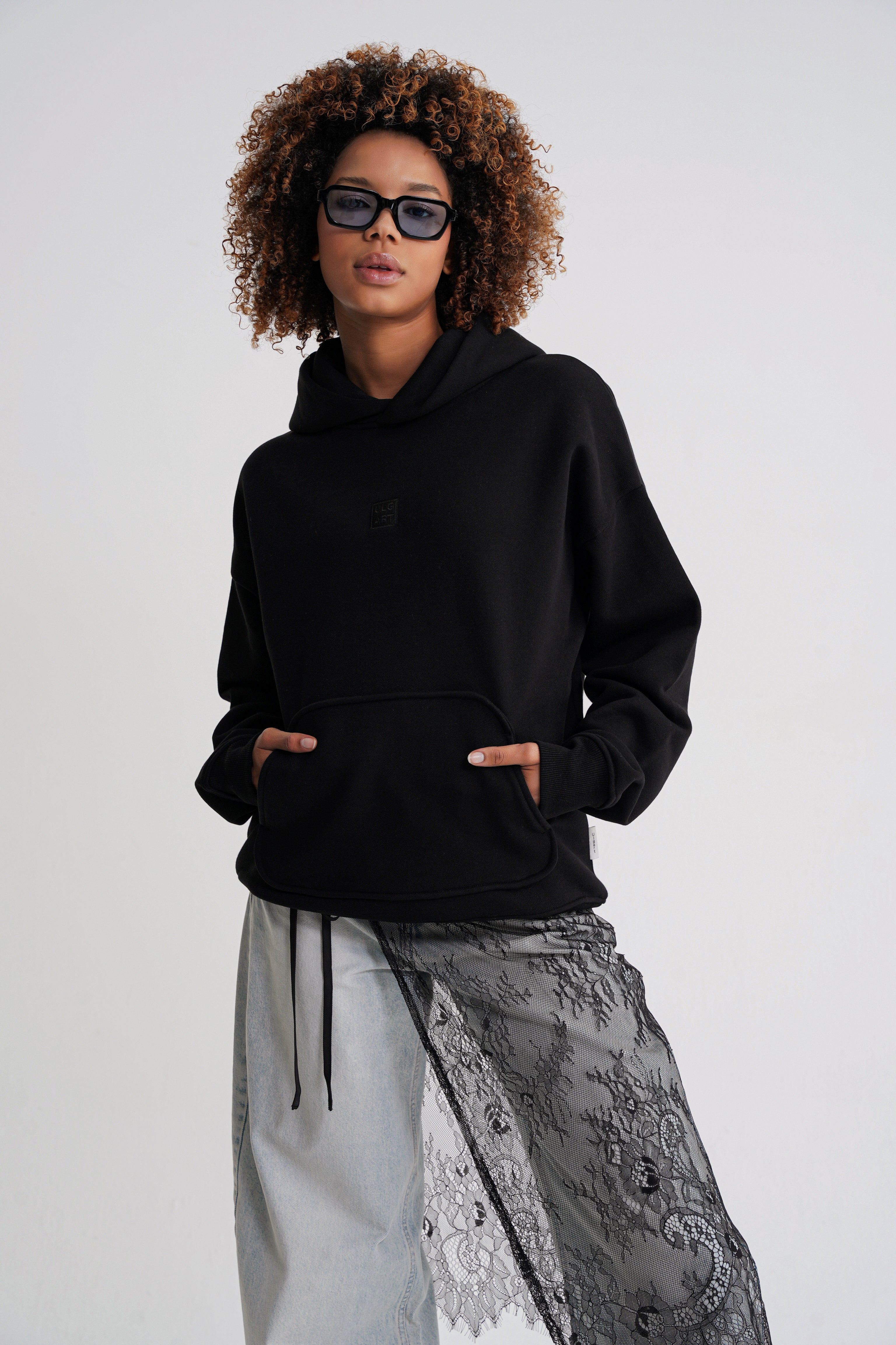 Adam Basic Oversize Hooddie Black