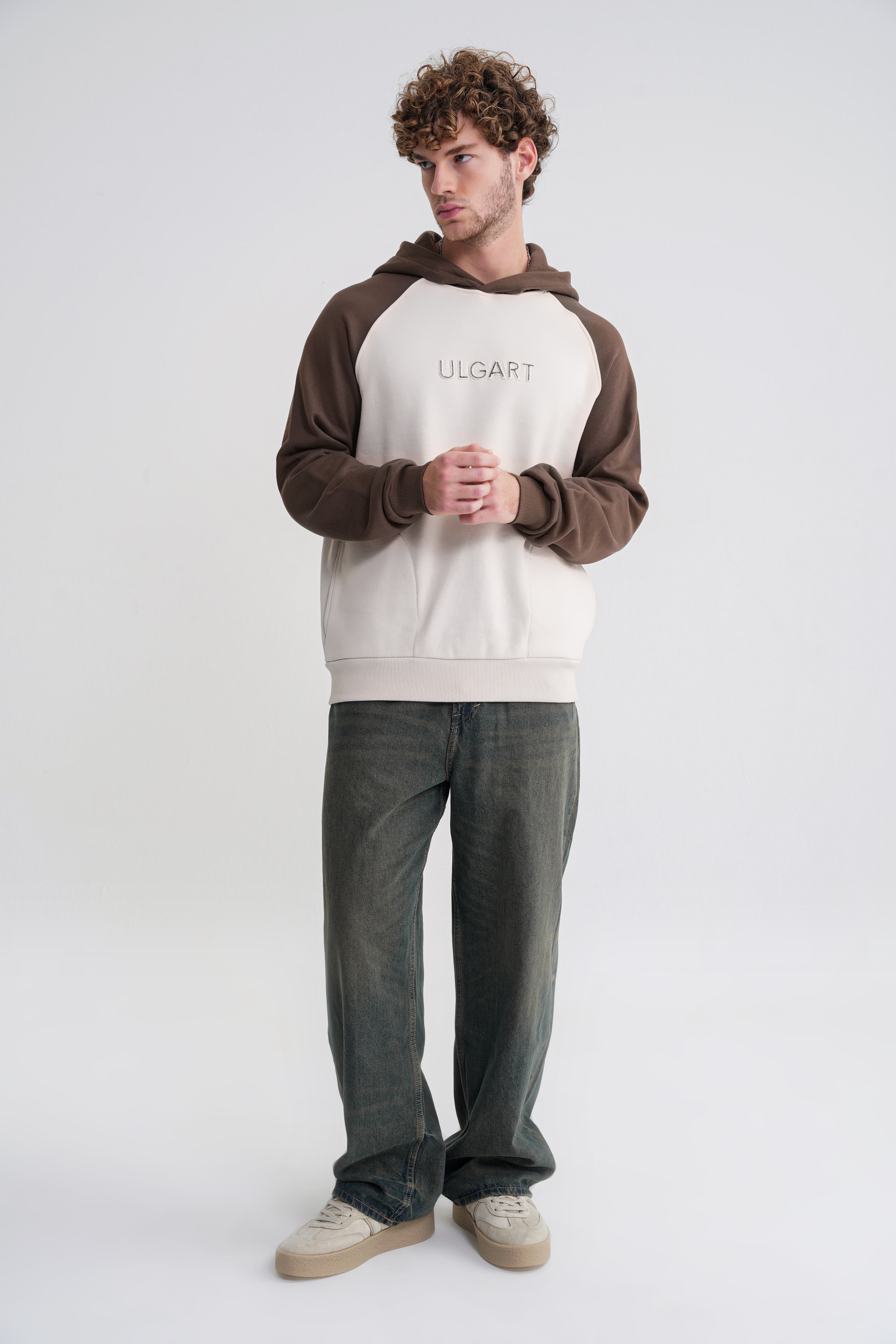 Andrew Oversize Reglan   Hooddie Brown -Antik White