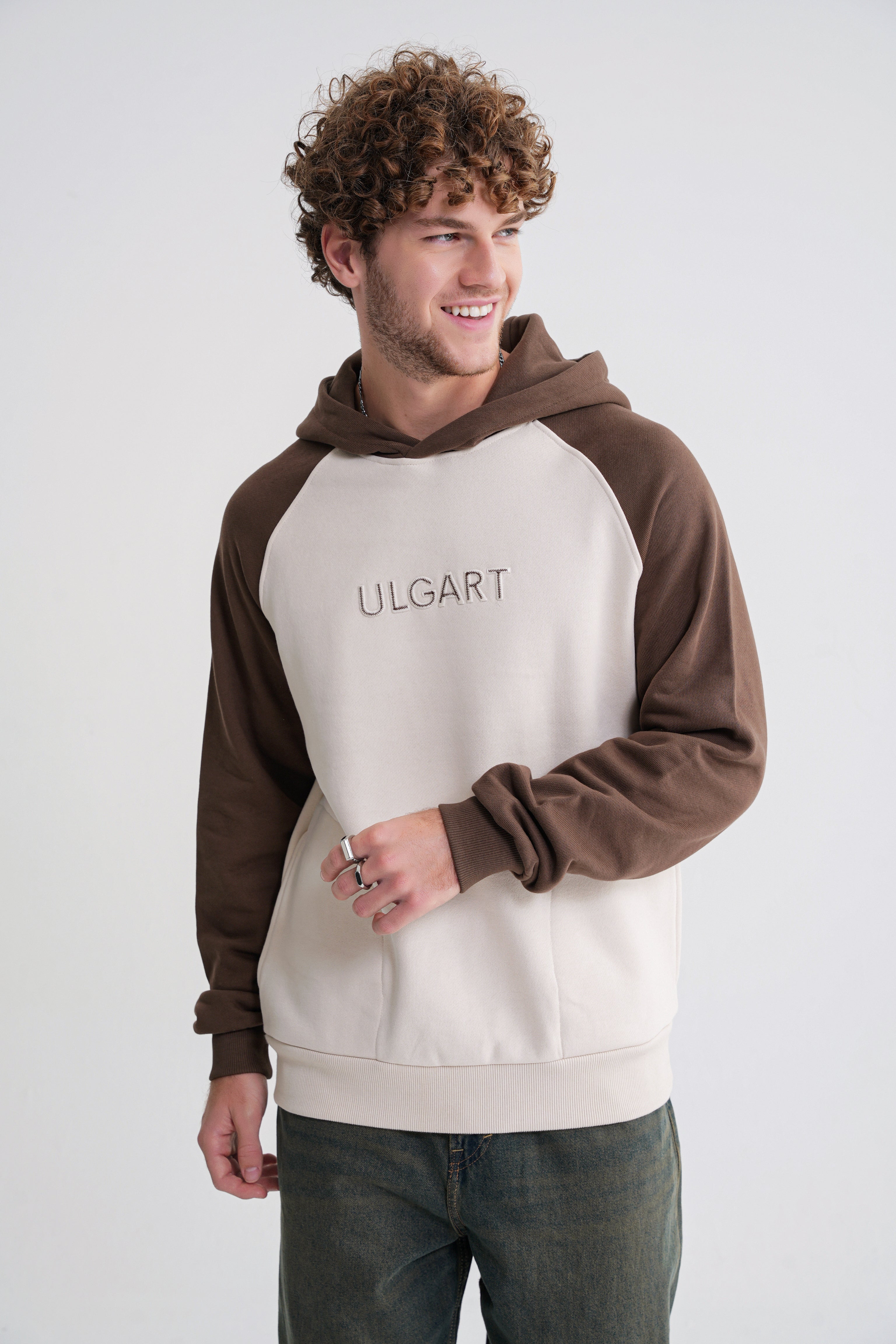 Andrew Oversize Reglan   Hooddie Brown -Antik White