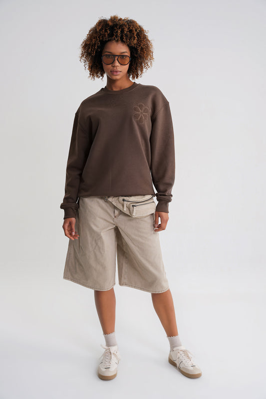 Rose Oversize Sweat Brown