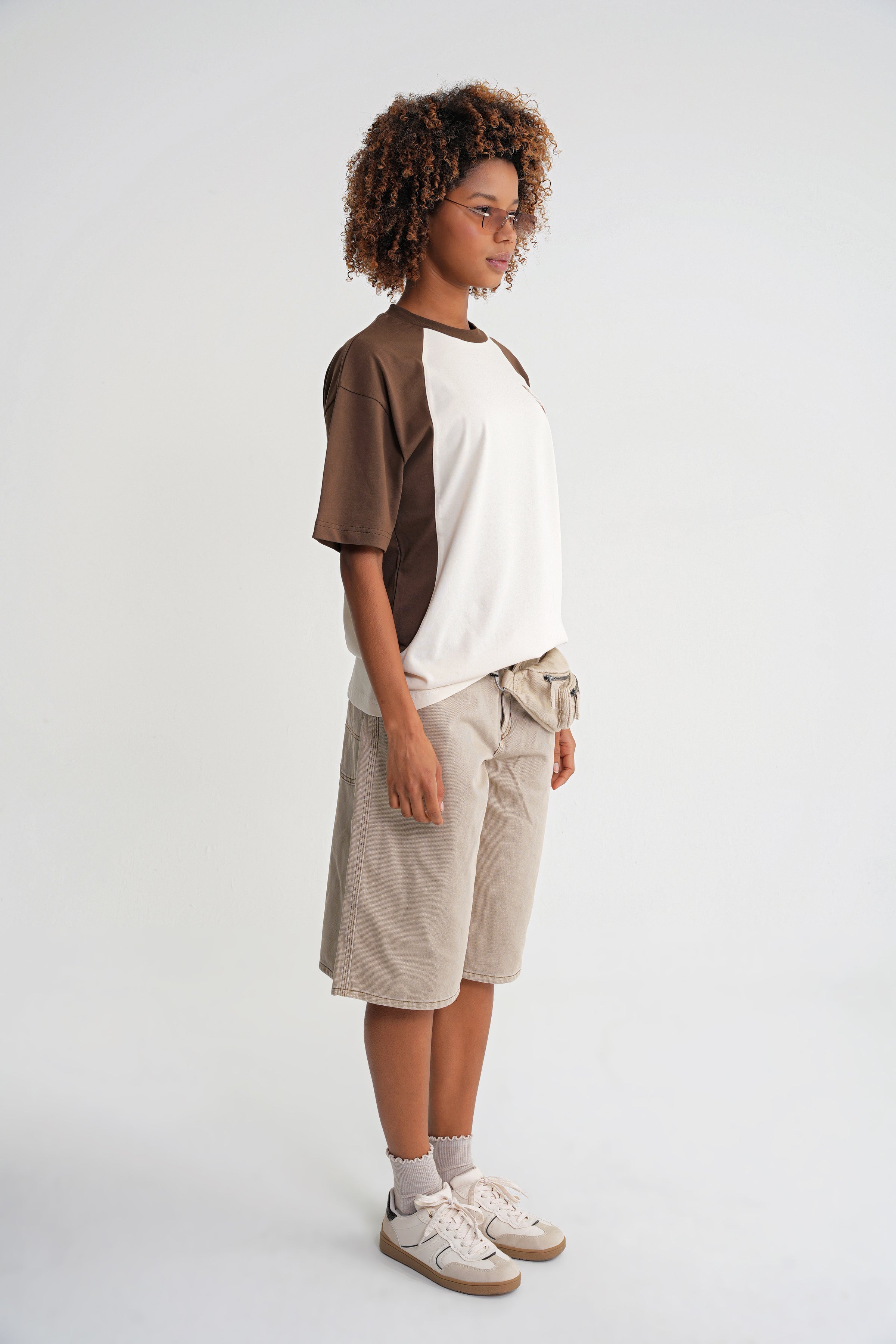 Reglan Flowers Oversize T-shirt Brown-Antik White