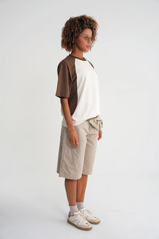 Reglan Flowers Oversize T-shirt Brown-Antik White