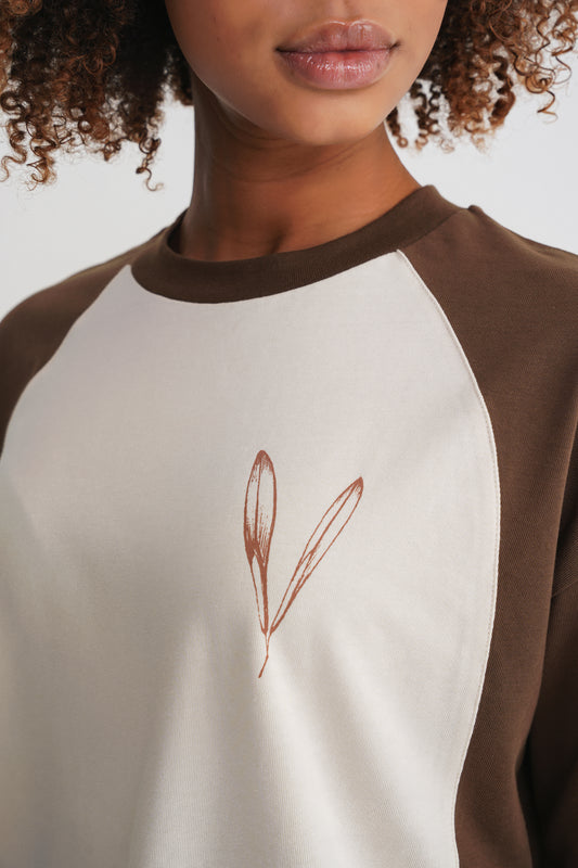 Reglan Flowers Oversize T-shirt Brown-Antik White