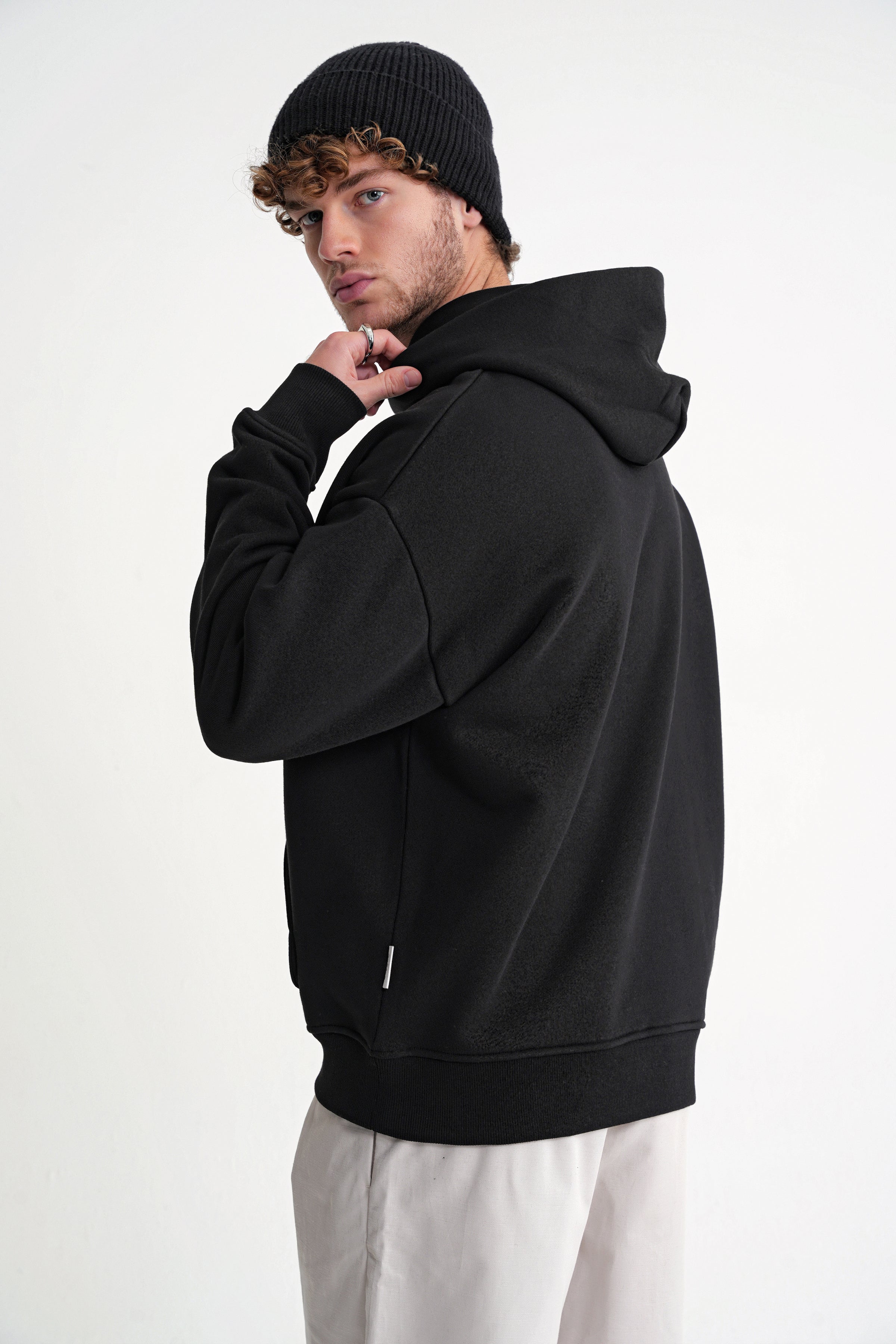 Adam Basic Oversize Hooddie Black