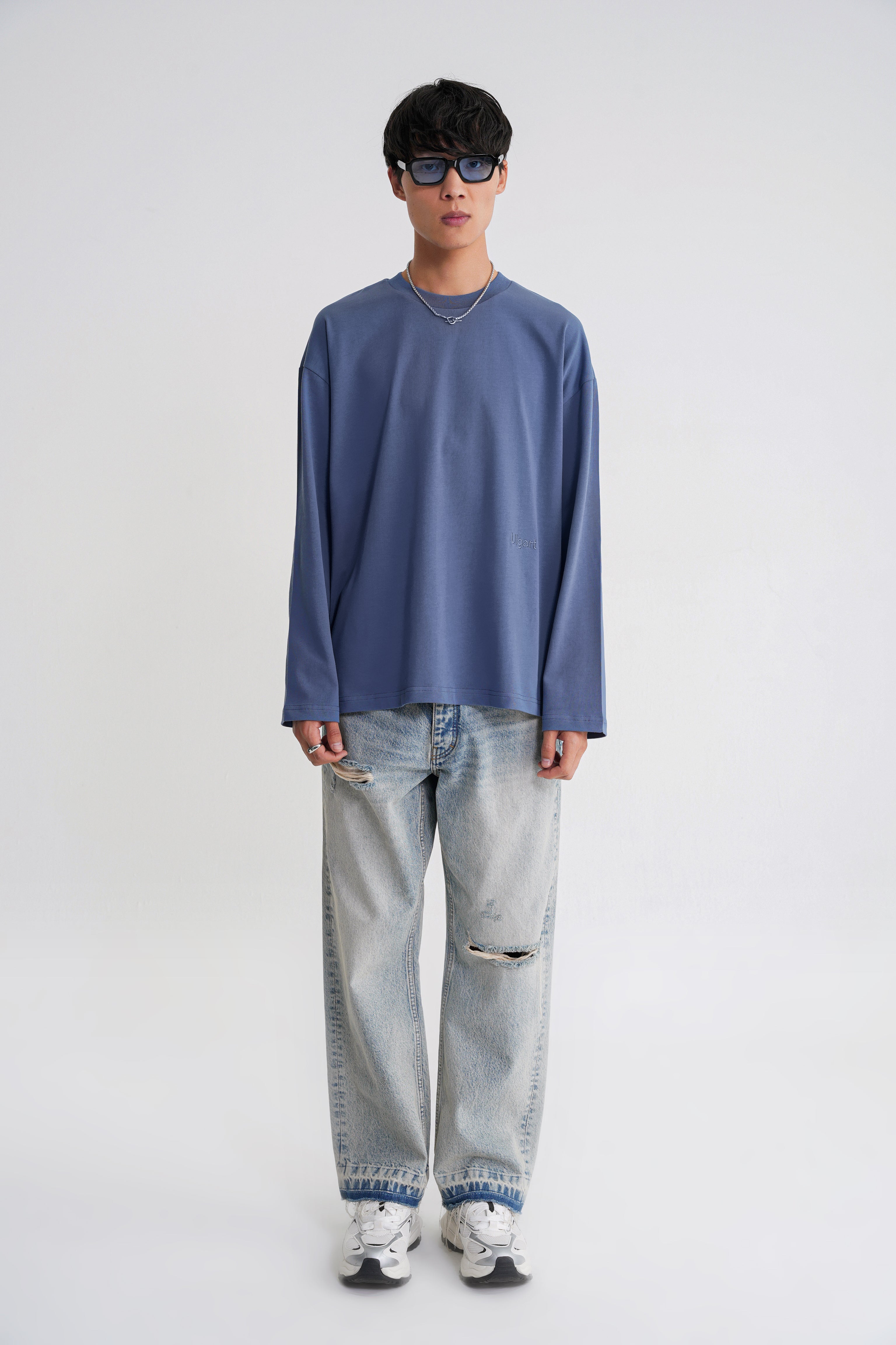 Teo Long Sleeve Oversize T-shirt Indigo