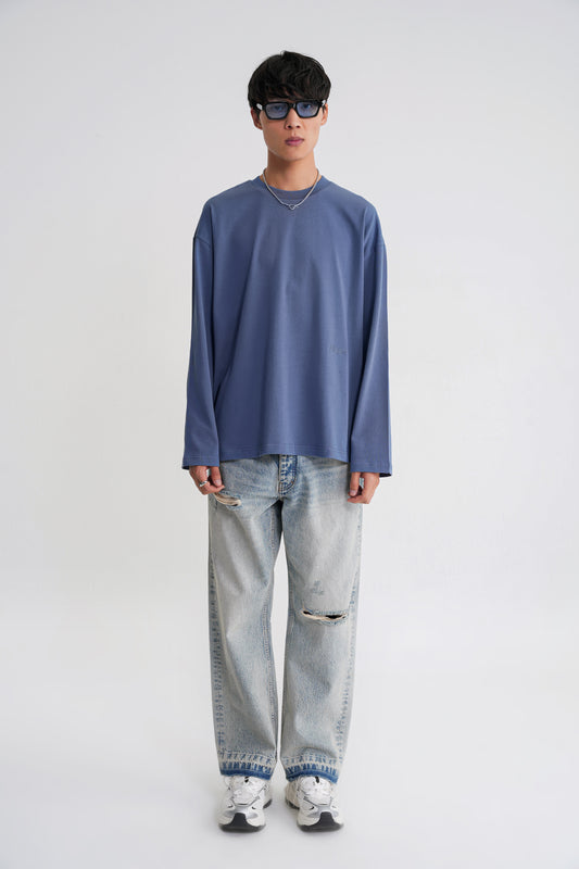 Teo Long Sleeve Oversize T-shirt Indigo