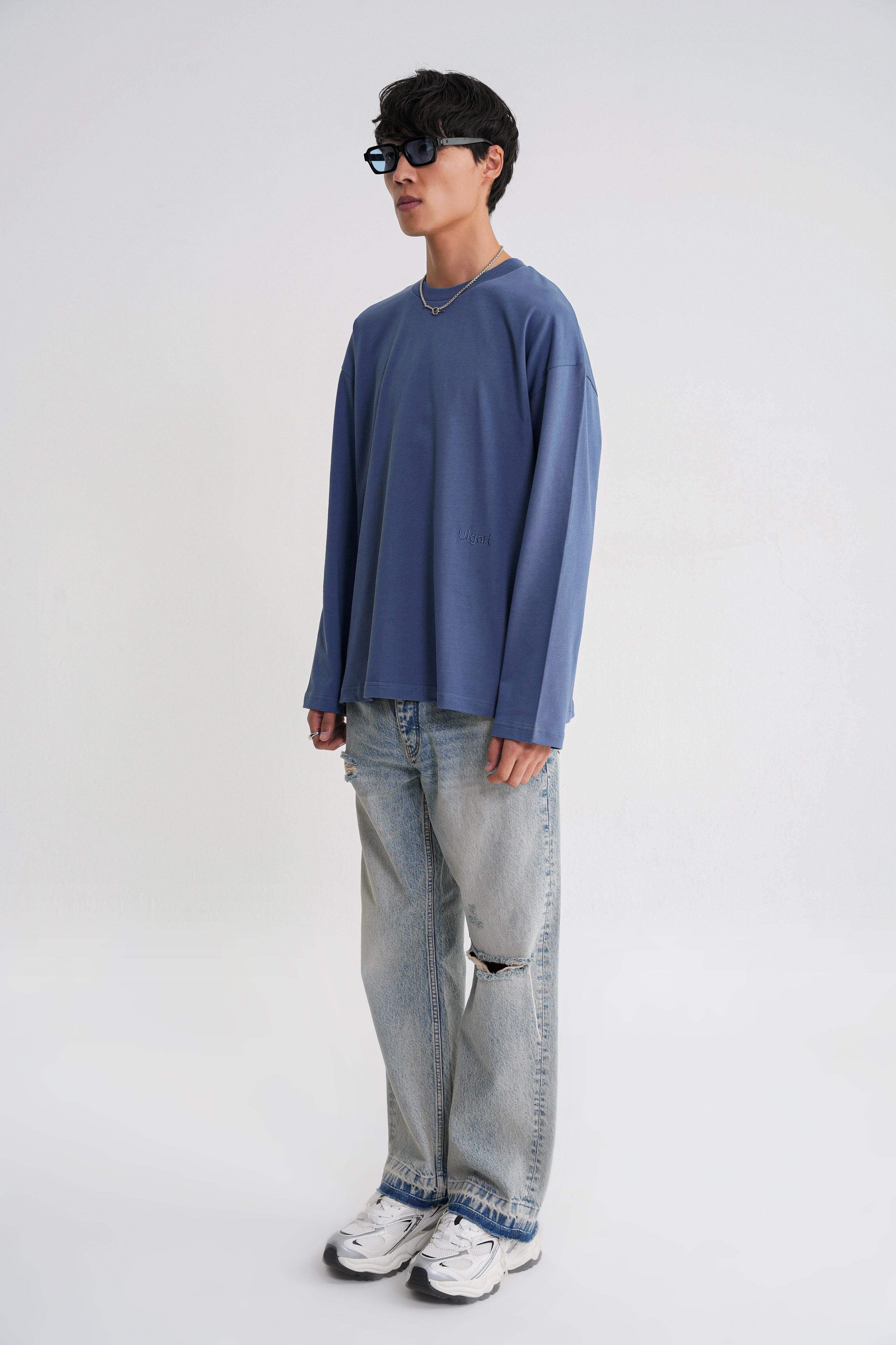 Teo Long Sleeve Oversize T-shirt Indigo