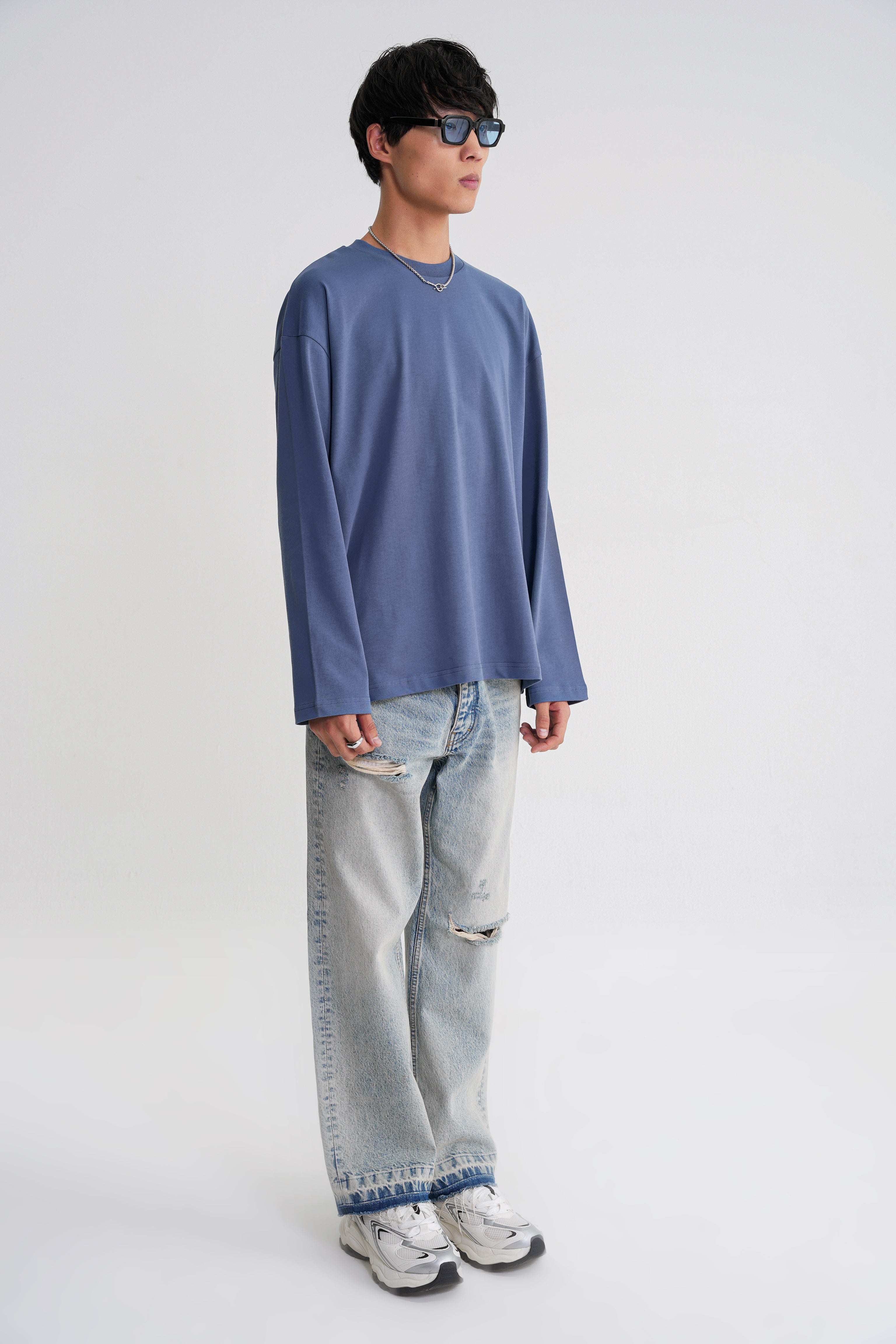Teo Long Sleeve Oversize T-shirt Indigo
