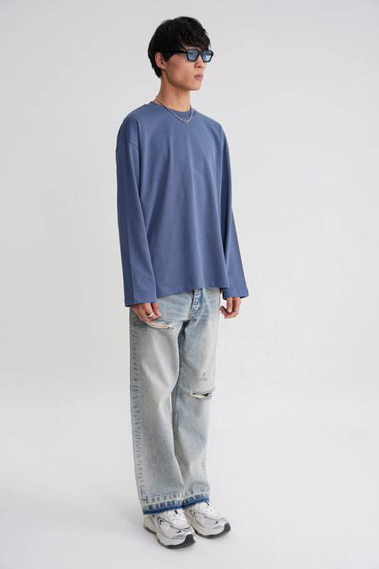 Teo Long Sleeve Oversize T-shirt Indigo