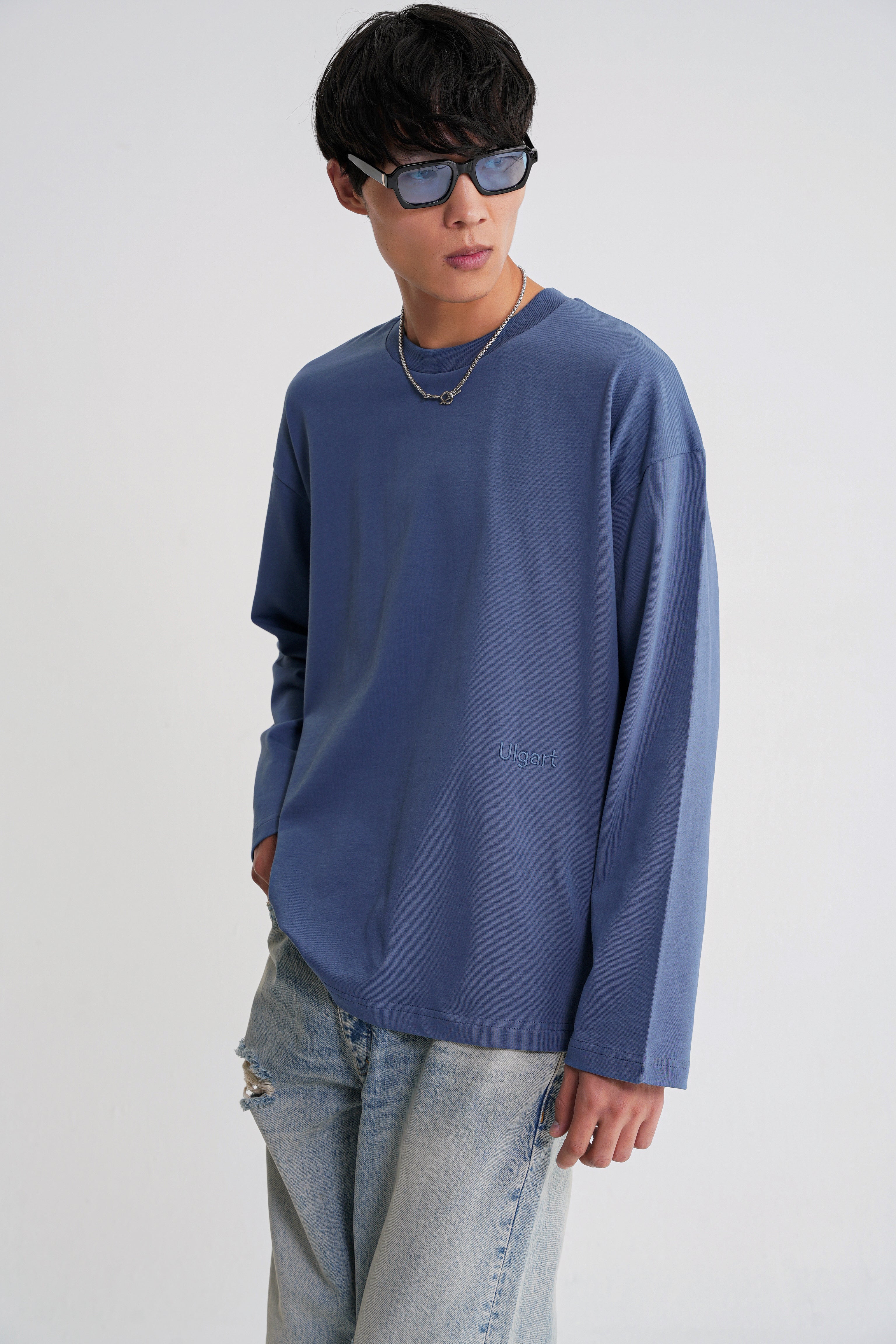 Teo Long Sleeve Oversize T-shirt Indigo